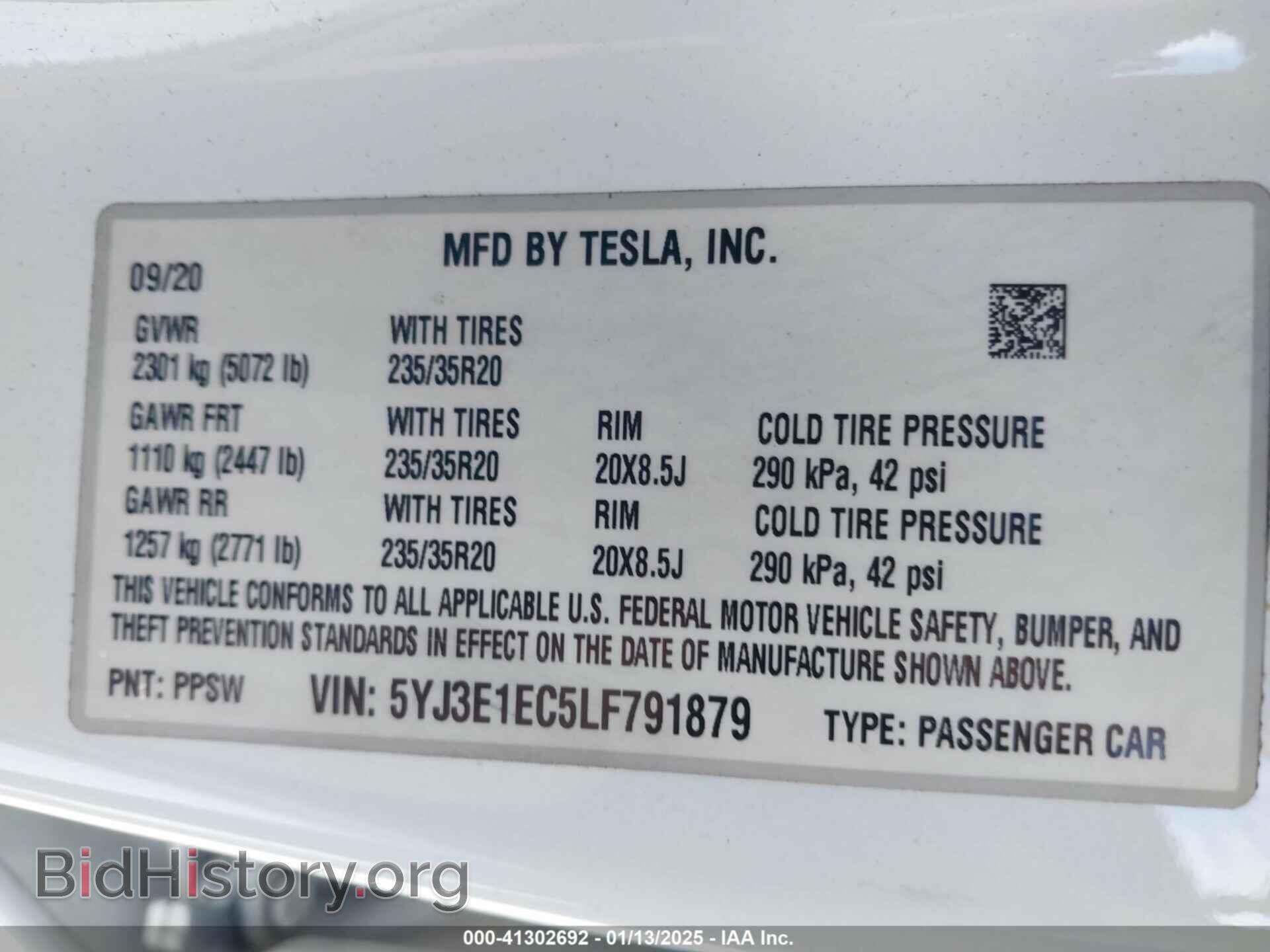 2020 TESLA MODEL 3 - VIN: 5YJ3E1EC5LF791879 - Фото 9
