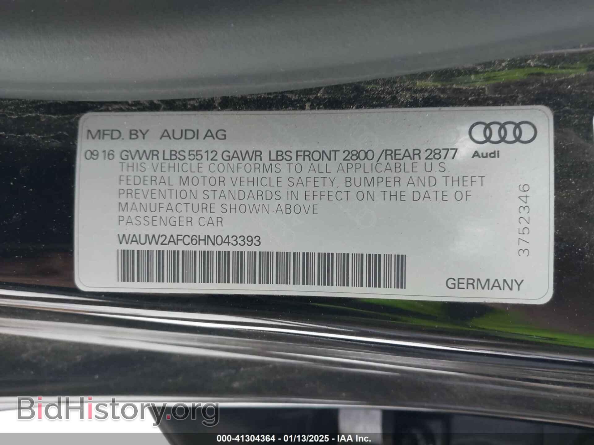 2017 AUDI A7 - VIN: WAUW2AFC6HN043393 - Фото 9