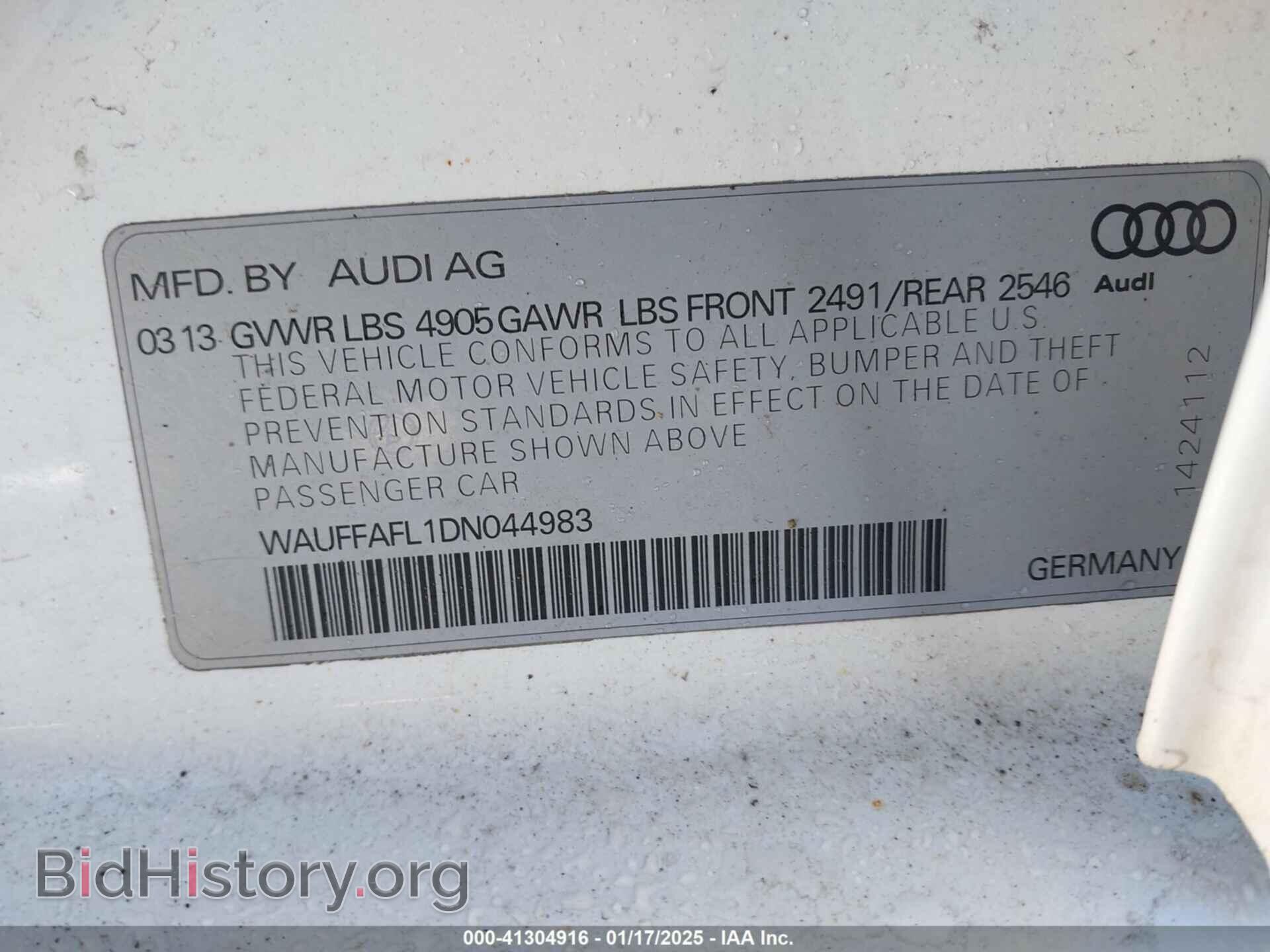 2013 AUDI A4 - VIN: WAUFFAFL1DN044983 - Фото 9