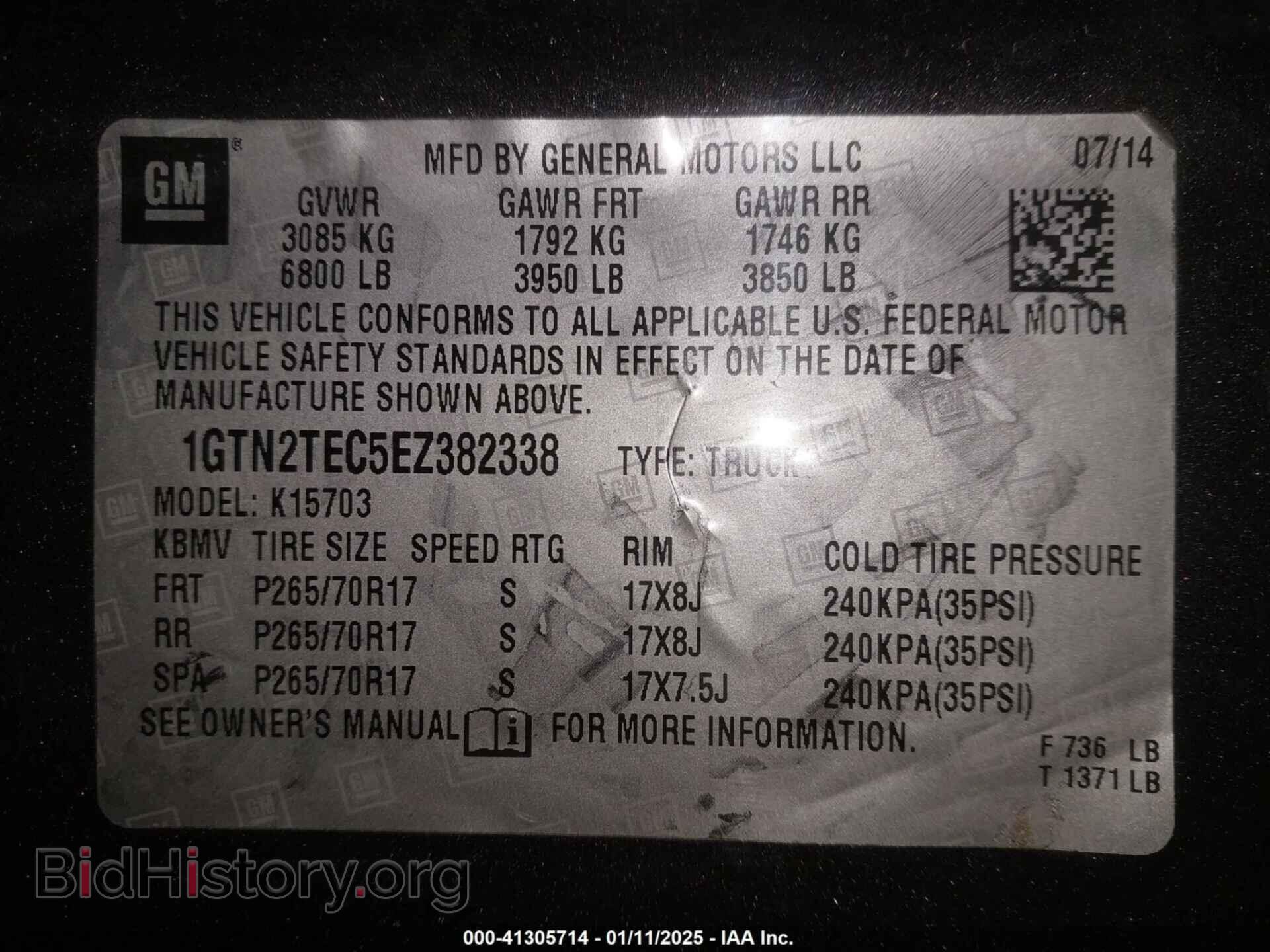 2014 GMC SIERRA 1500 - VIN: 1GTN2TEC5EZ382338 - Фото 9