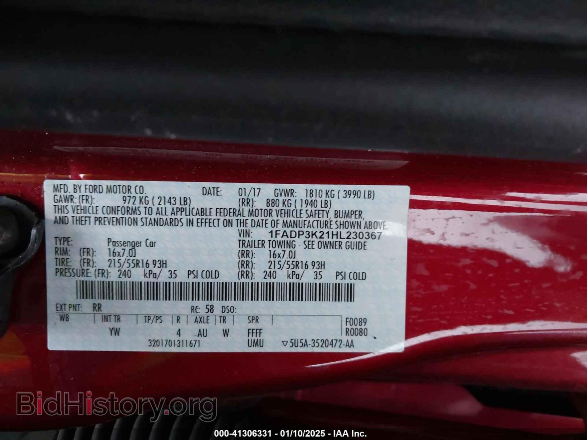 2017 FORD FOCUS - VIN: 1FADP3K21HL230367 - Фото 9