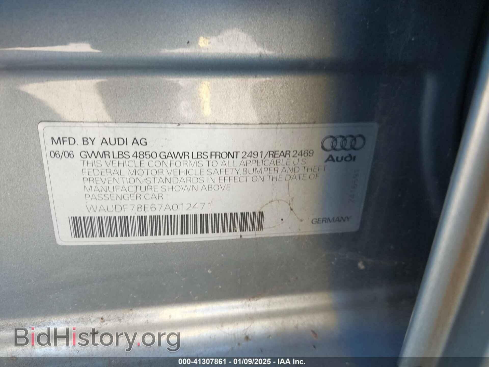 2007 AUDI A4 - VIN: WAUDF78E67A012471 - Фото 9
