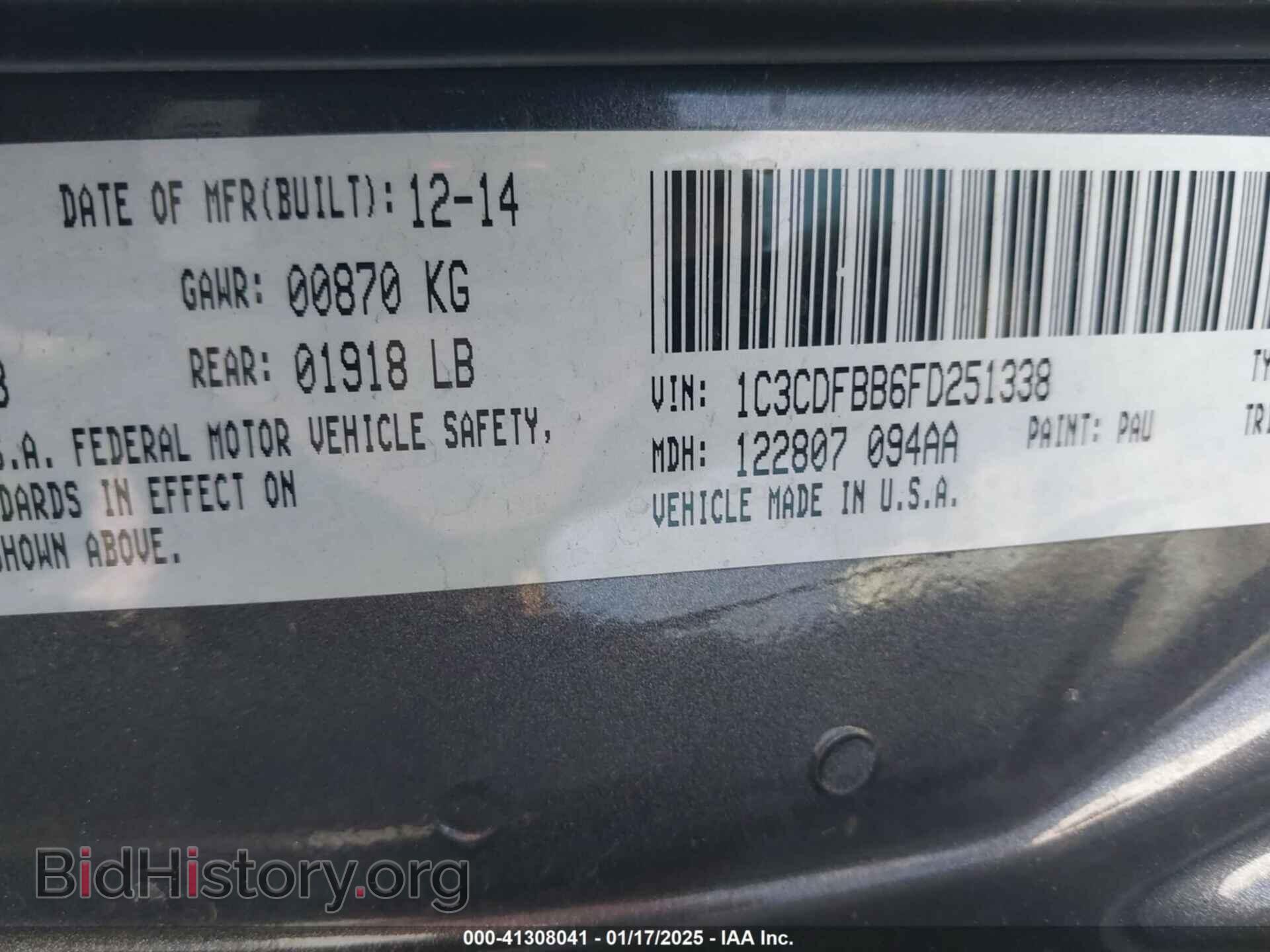 2015 DODGE DART - VIN: 1C3CDFBB6FD251338 - Photo 9