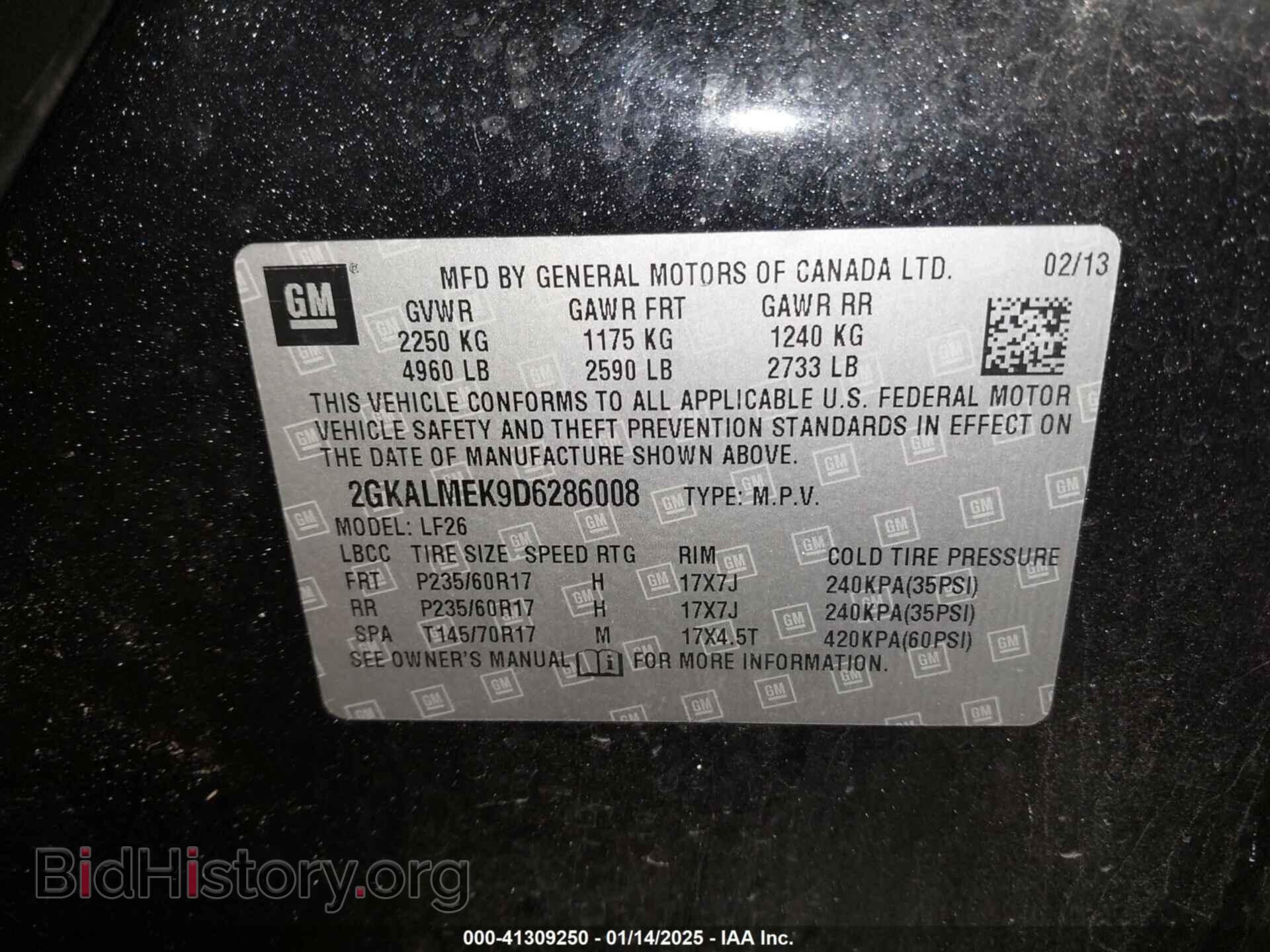 2013 GMC TERRAIN - VIN: 2GKALMEK9D6286008 - Photo 9