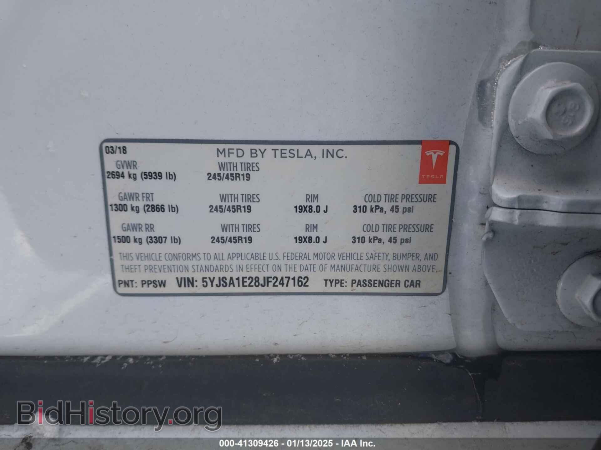 2018 TESLA MODEL S - VIN: 5YJSA1E28JF247162 - Фото 9