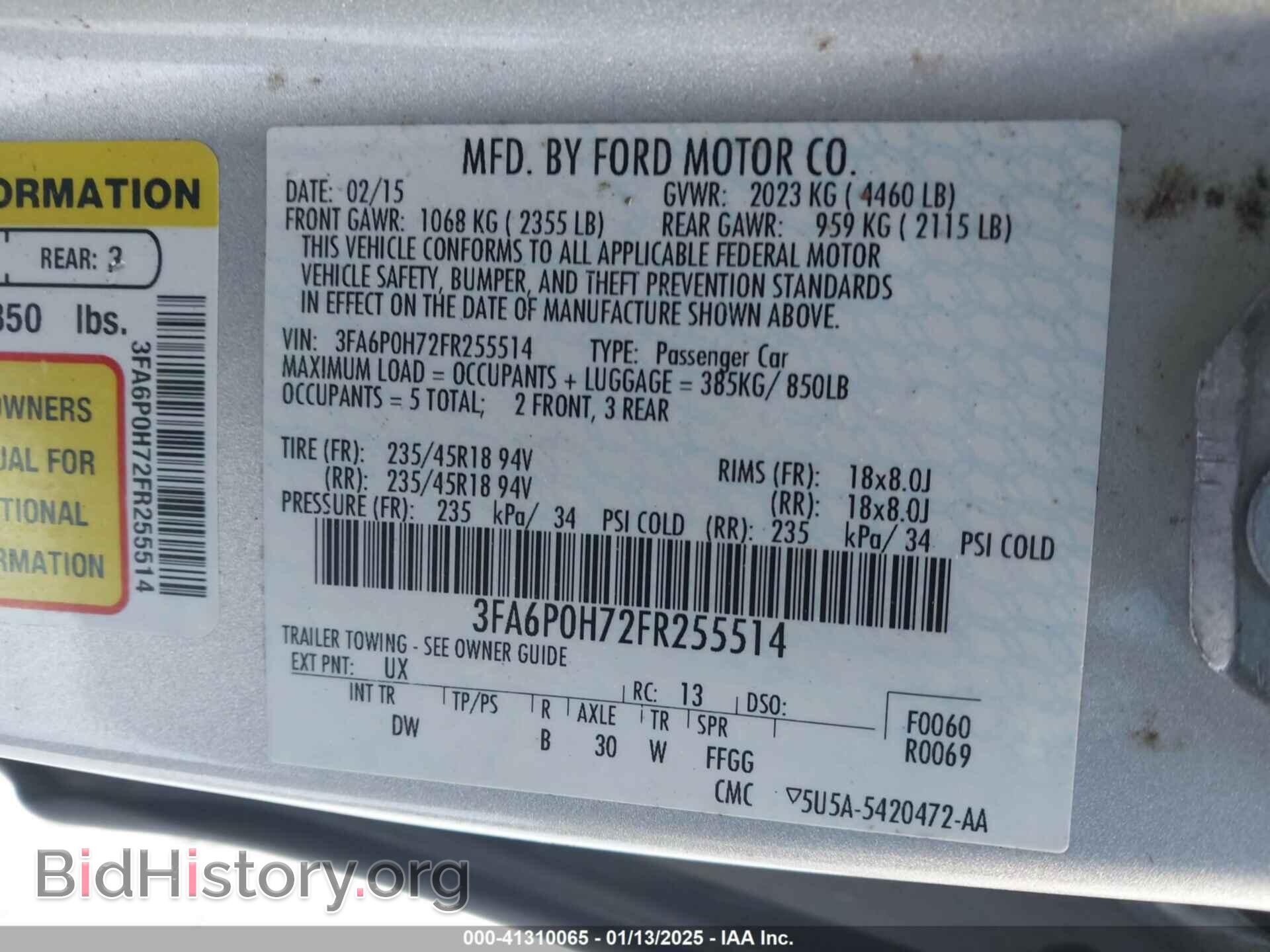2015 FORD FUSION - VIN: 3FA6P0H72FR255514 - Photo 9