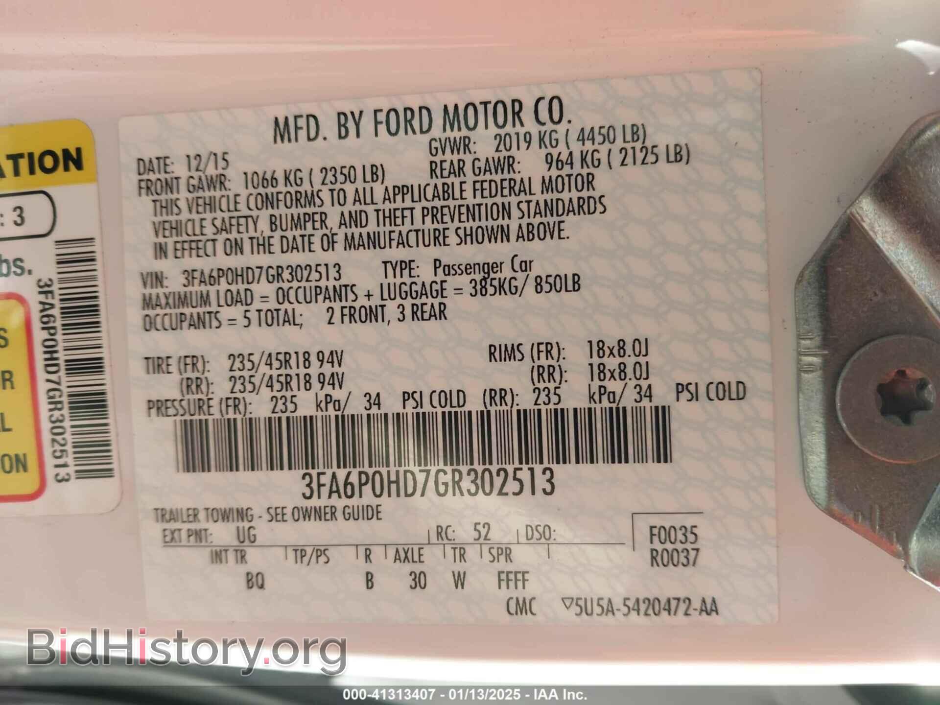 2016 FORD FUSION - VIN: 3FA6P0HD7GR302513 - Фото 9