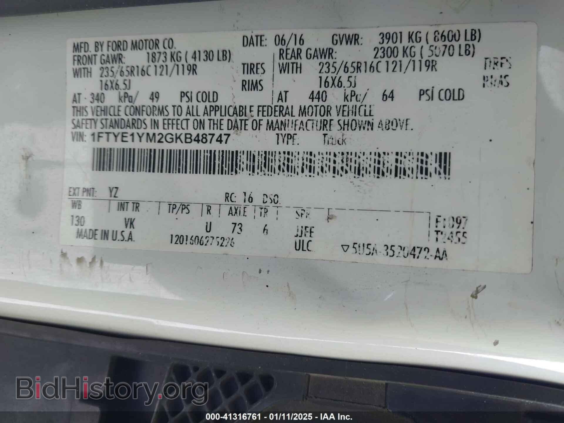 2016 FORD TRANSIT-150 - VIN: 1FTYE1YM2GKB48747 - Photo 9