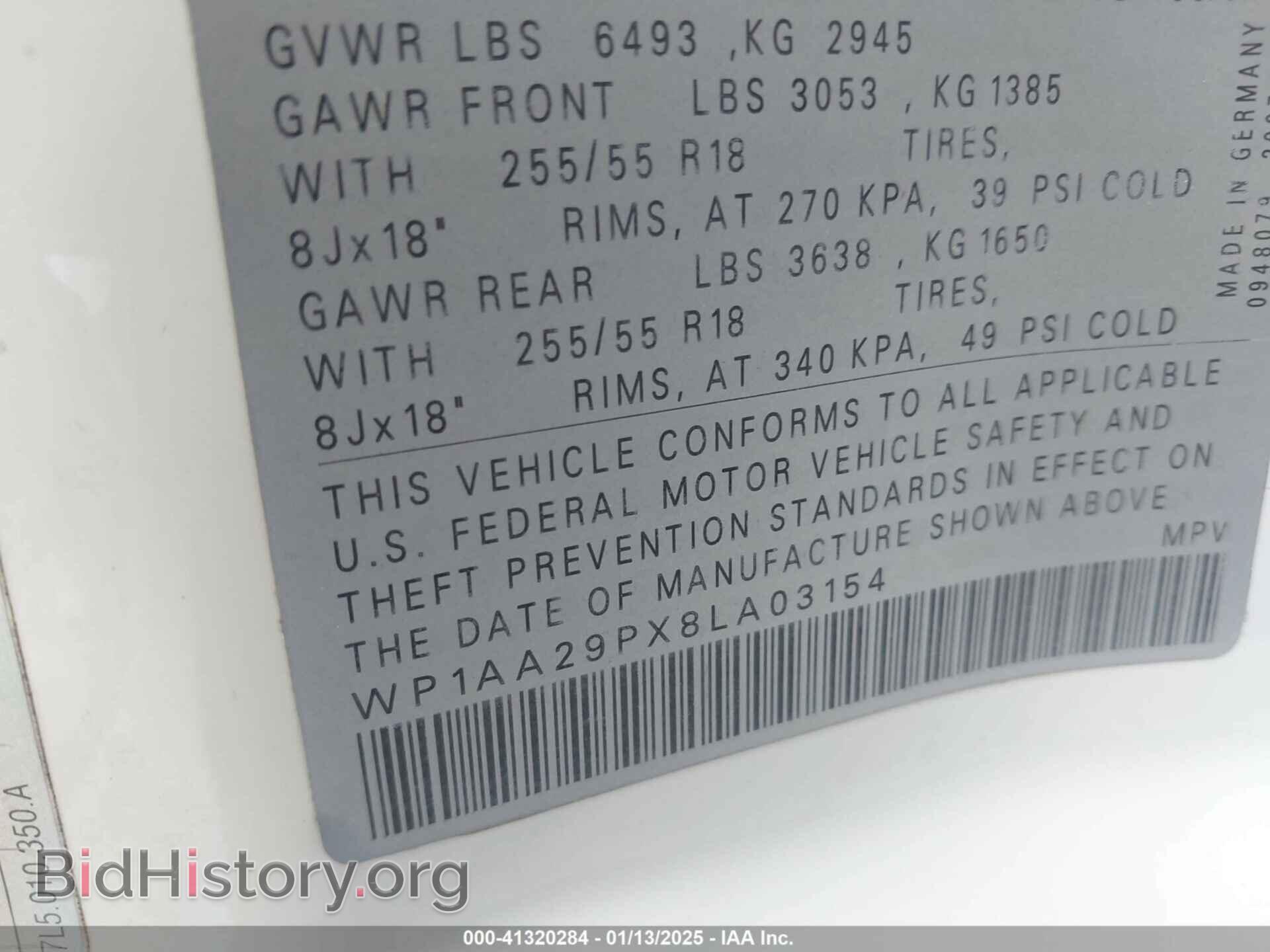 2008 PORSCHE CAYENNE - VIN: WP1AA29PX8LA03154 - Фото 9