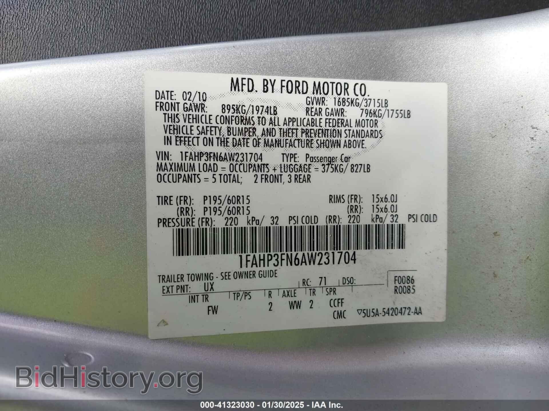 2010 FORD FOCUS - VIN: 1FAHP3FN6AW231704 - Фото 9