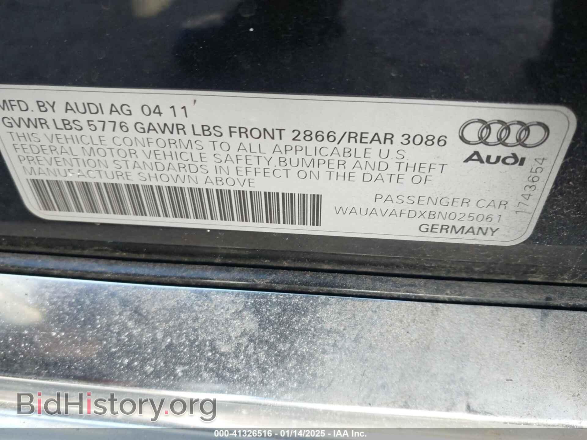 2011 AUDI A8 - VIN: WAUAVAFDXBN025061 - Фото 9