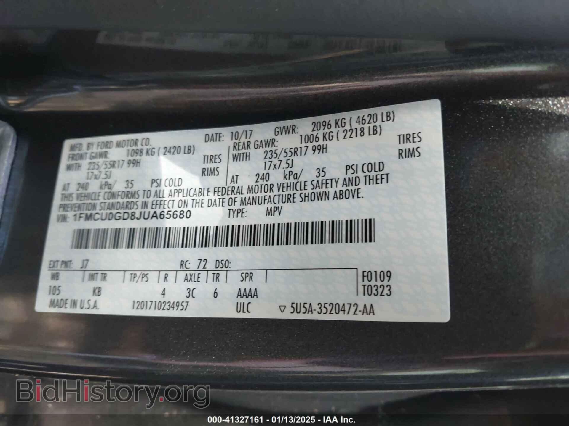 2018 FORD ESCAPE - VIN: 1FMCU0GD8JUA65680 - Фото 9