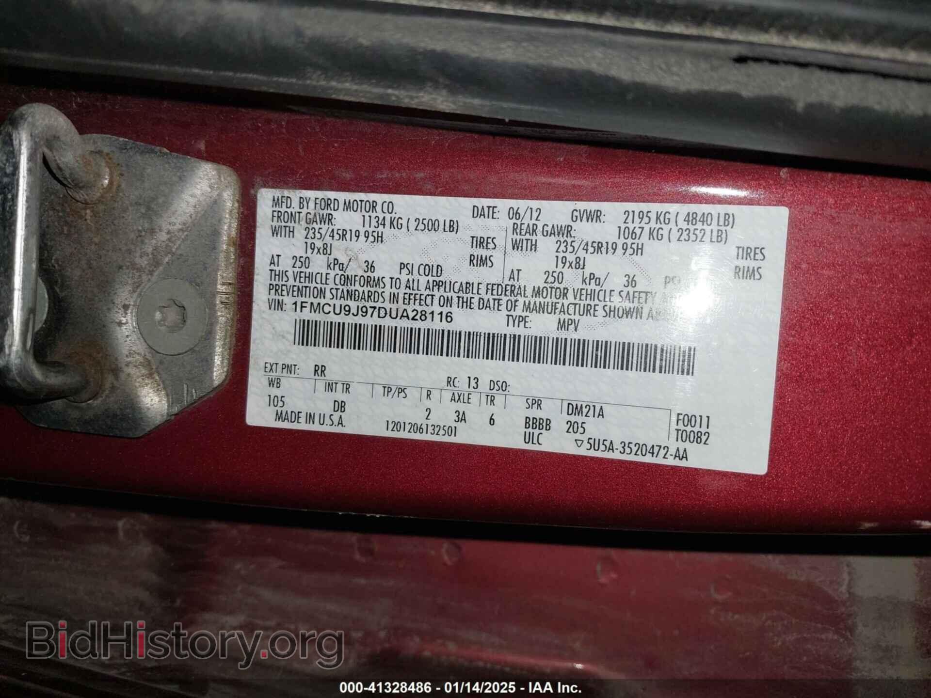 2013 FORD ESCAPE - VIN: 1FMCU9J97DUA28116 - Photo 9