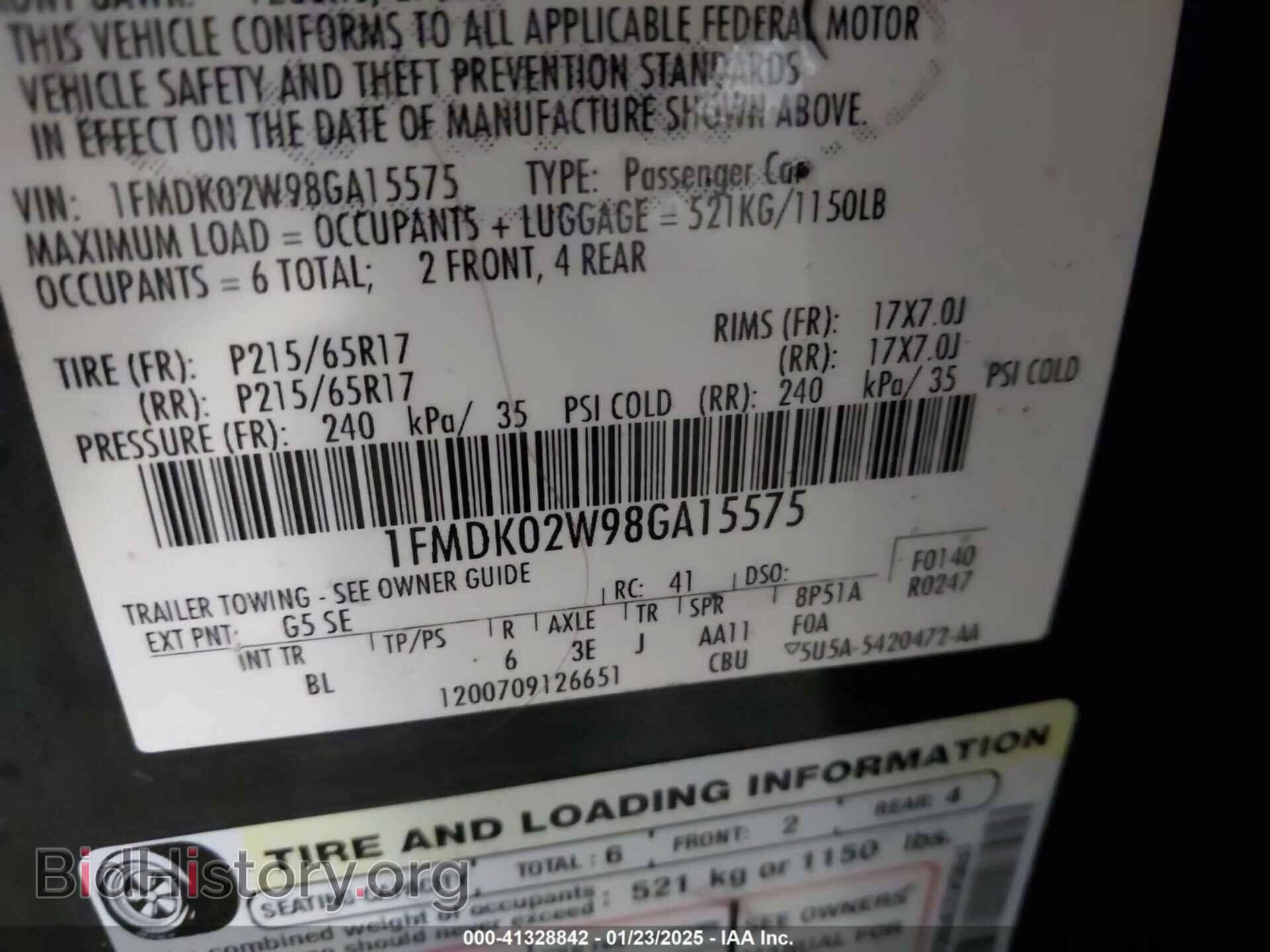 2008 FORD TAURUS X - VIN: 1FMDK02W98GA15575 - Фото 9