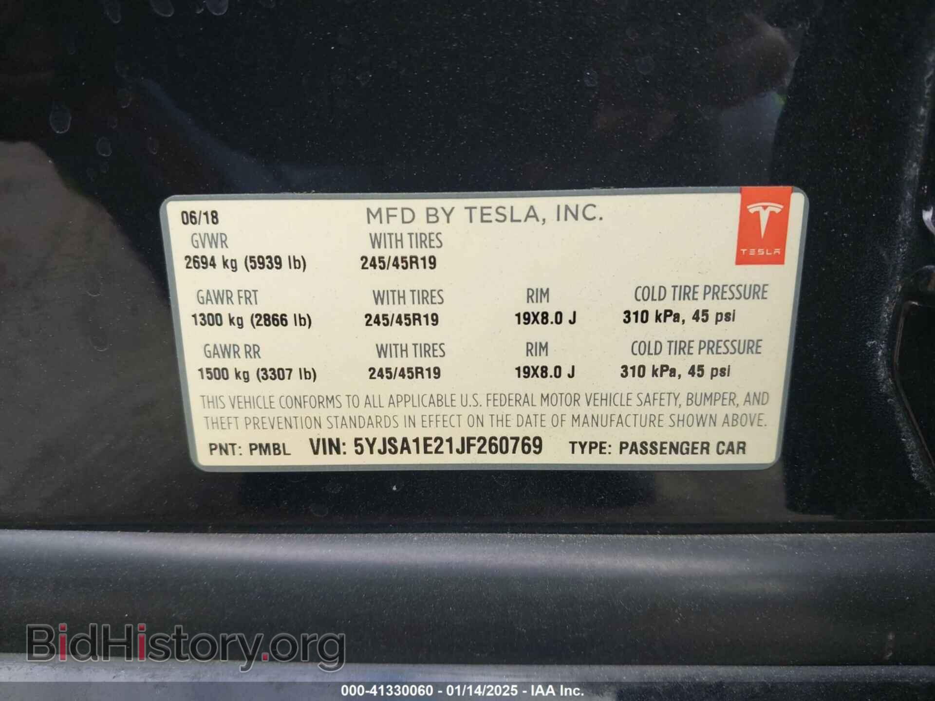 2018 TESLA MODEL S - VIN: 5YJSA1E21JF260769 - Photo 9