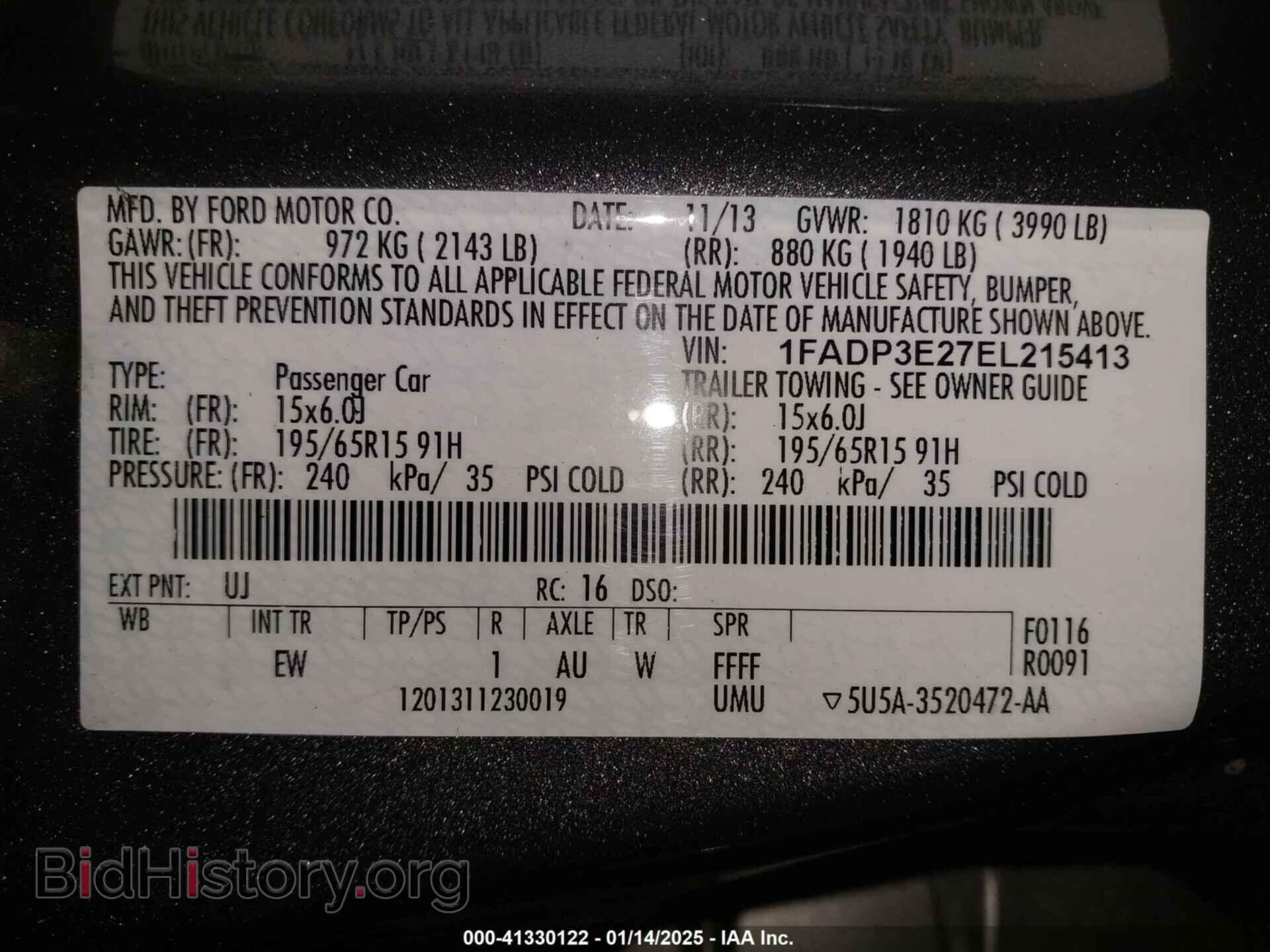 2014 FORD FOCUS - VIN: 1FADP3E27EL215413 - Фото 9