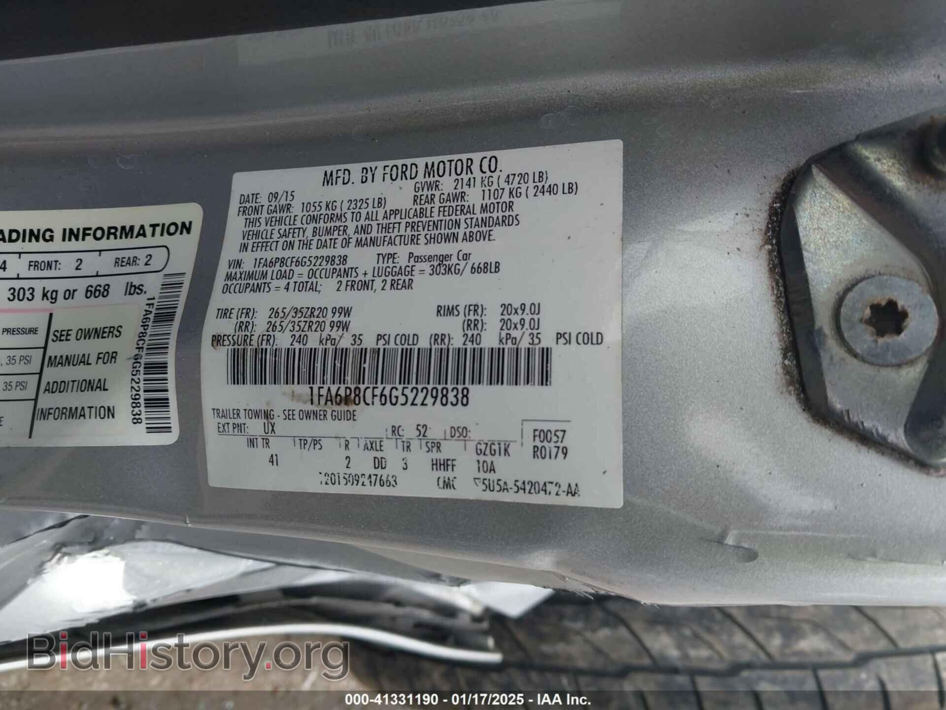2016 FORD MUSTANG - VIN: 1FA6P8CF6G5229838 - Фото 9