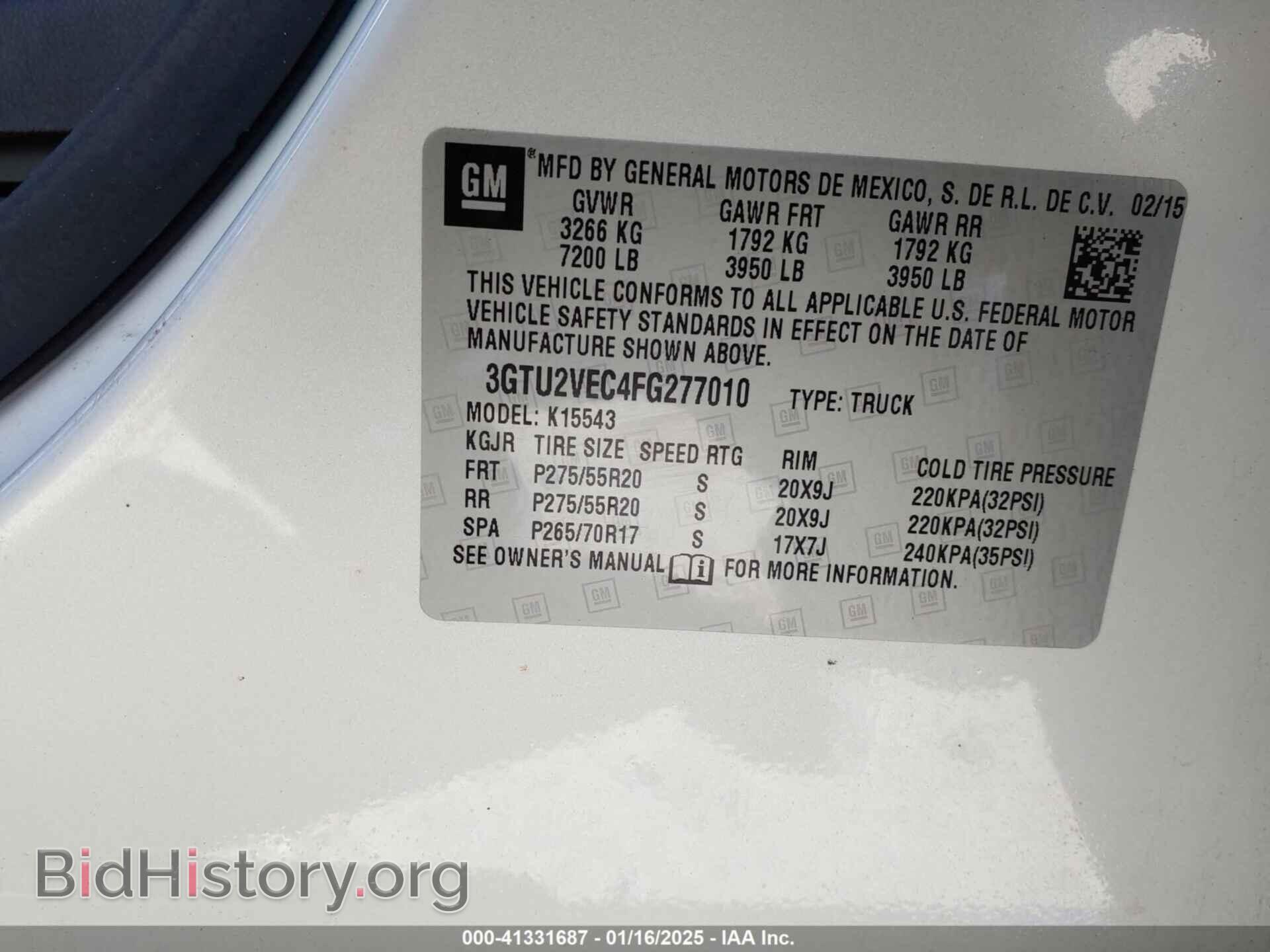 2015 GMC SIERRA 1500 - VIN: 3GTU2VEC4FG277010 - Фото 9