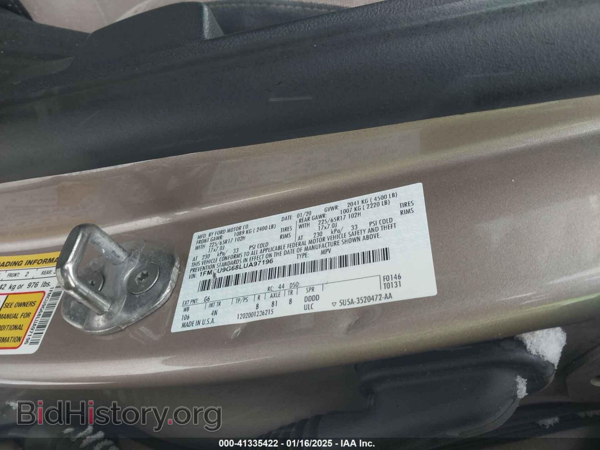 2020 FORD ESCAPE - VIN: 1FMCU9G68LUA97196 - Photo 9