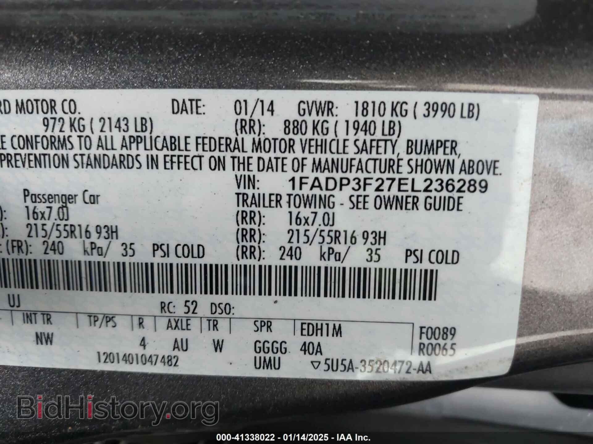 2014 FORD FOCUS - VIN: 1FADP3F27EL236289 - Фото 9