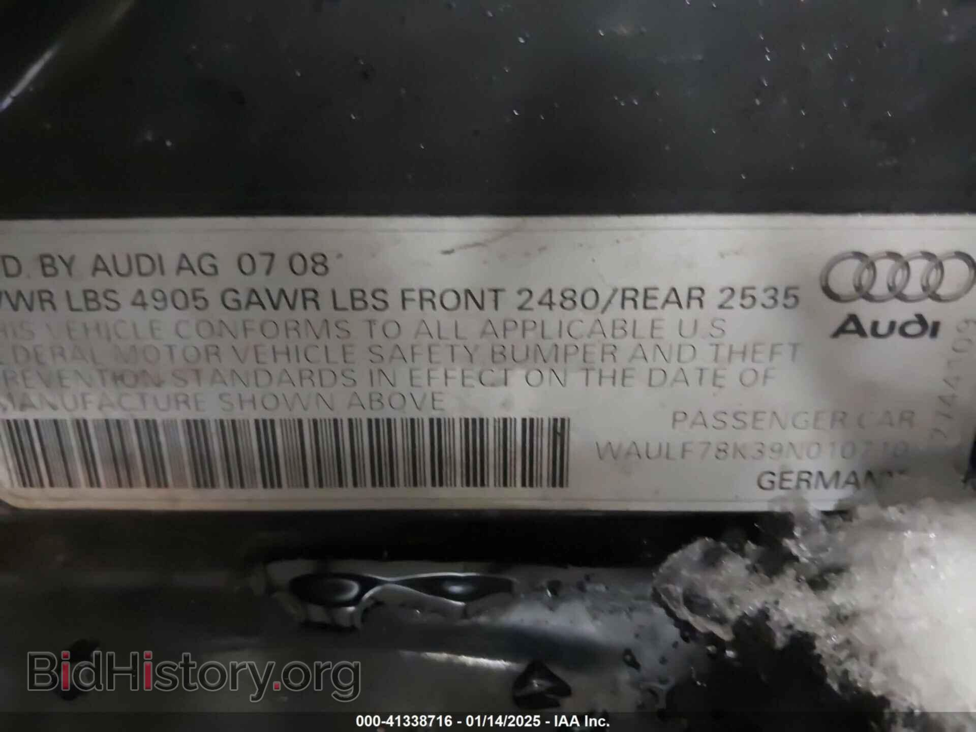 2009 AUDI A4 - VIN: WAULF78K39N010710 - Фото 9