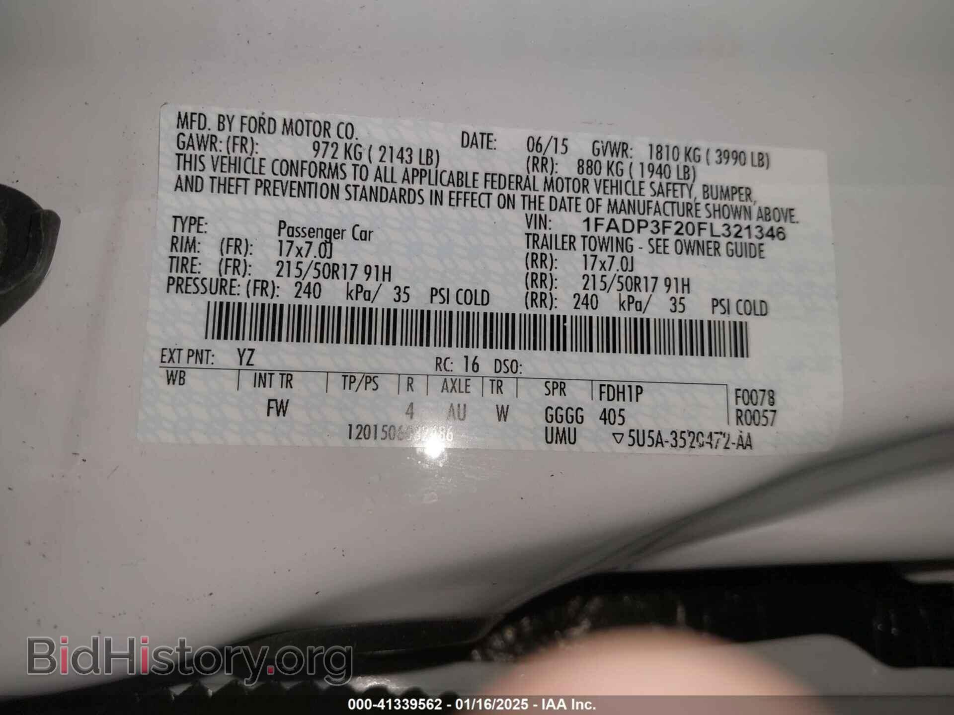 2015 FORD FOCUS - VIN: 1FADP3F20FL321346 - Фото 9