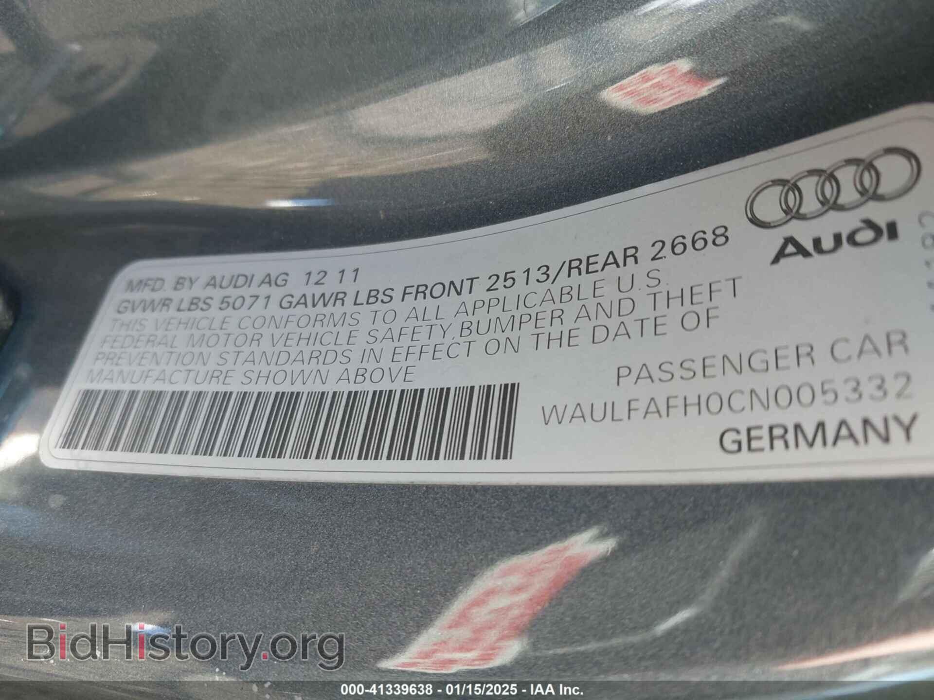 2012 AUDI A5 - VIN: WAULFAFH0CN005332 - Фото 9