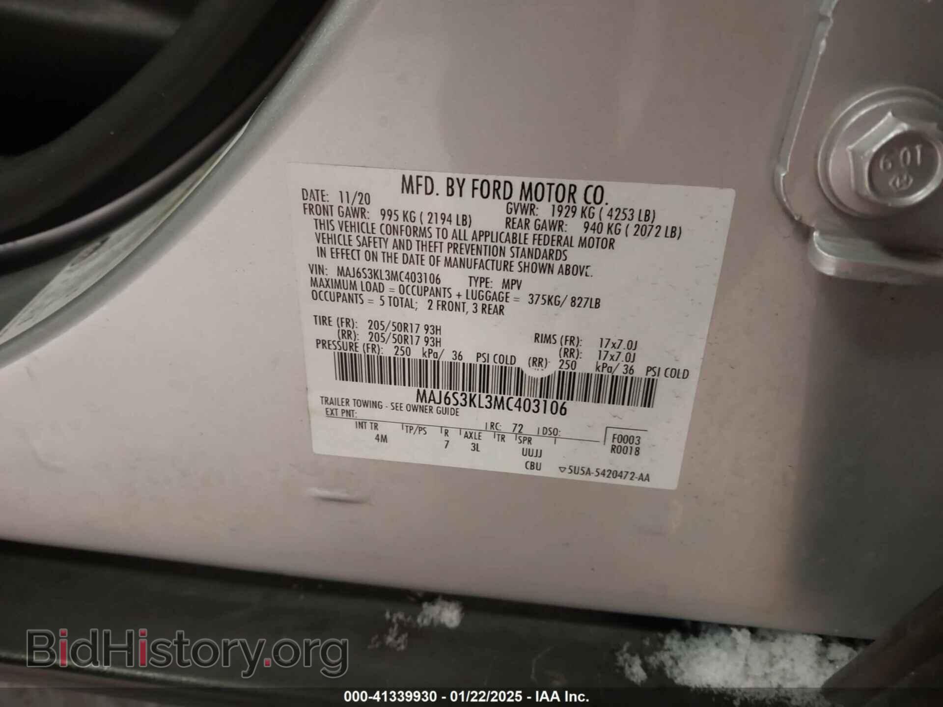 2021 FORD ECOSPORT - VIN: MAJ6S3KL3MC403106 - Photo 9