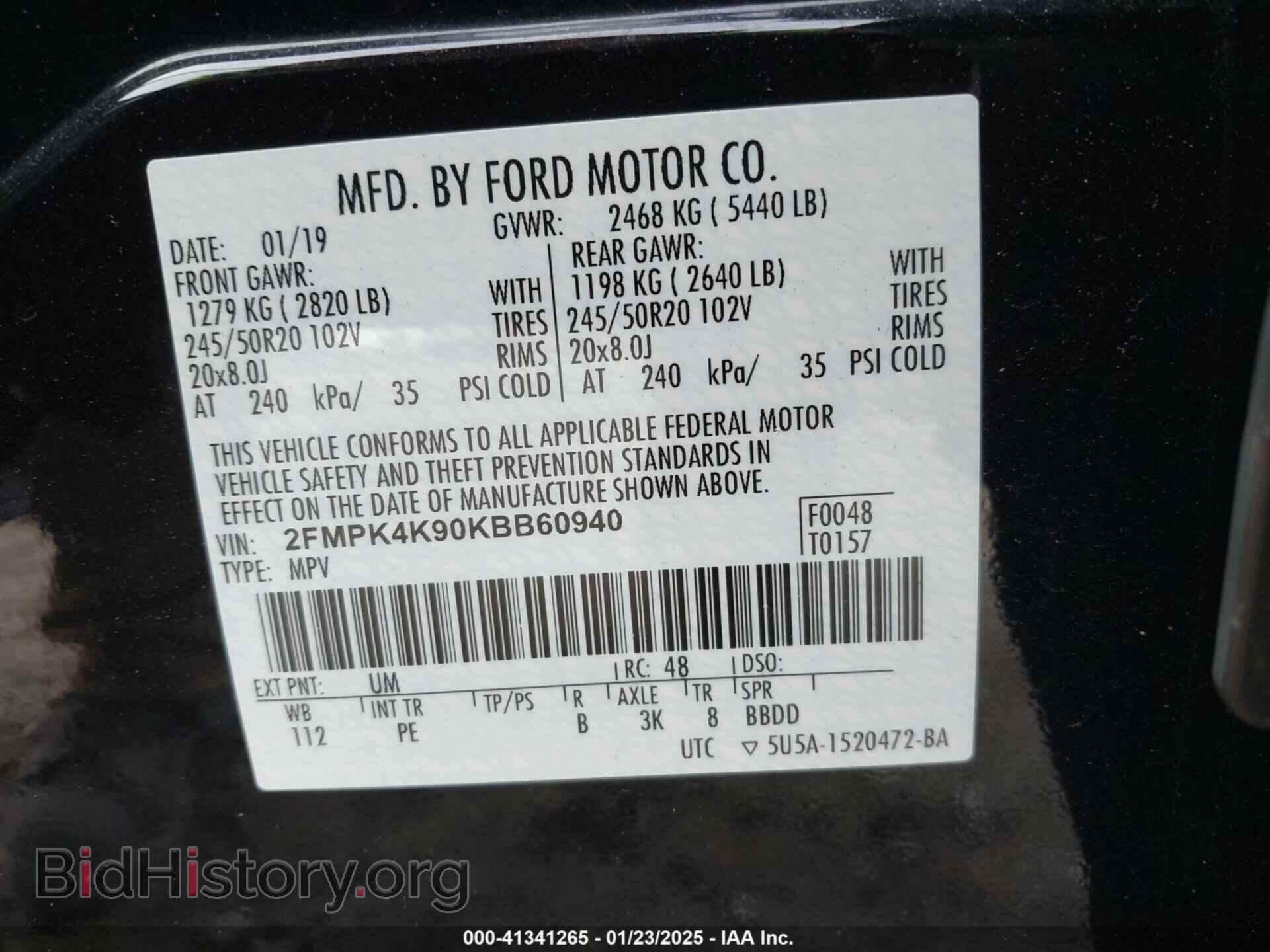 2019 FORD EDGE - VIN: 2FMPK4K90KBB60940 - Фото 9