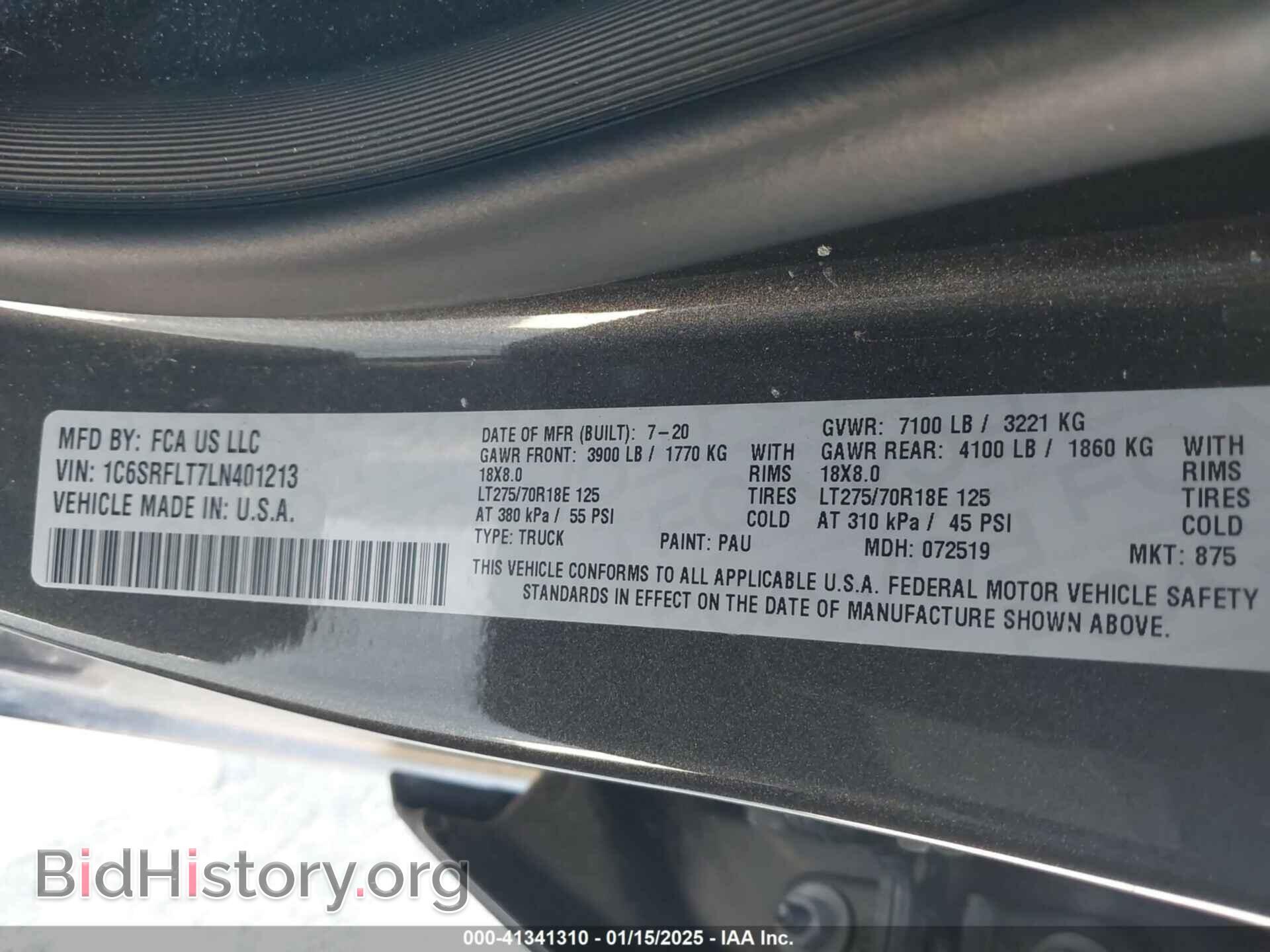 2020 RAM 1500 - VIN: 1C6SRFLT7LN401213 - Фото 9