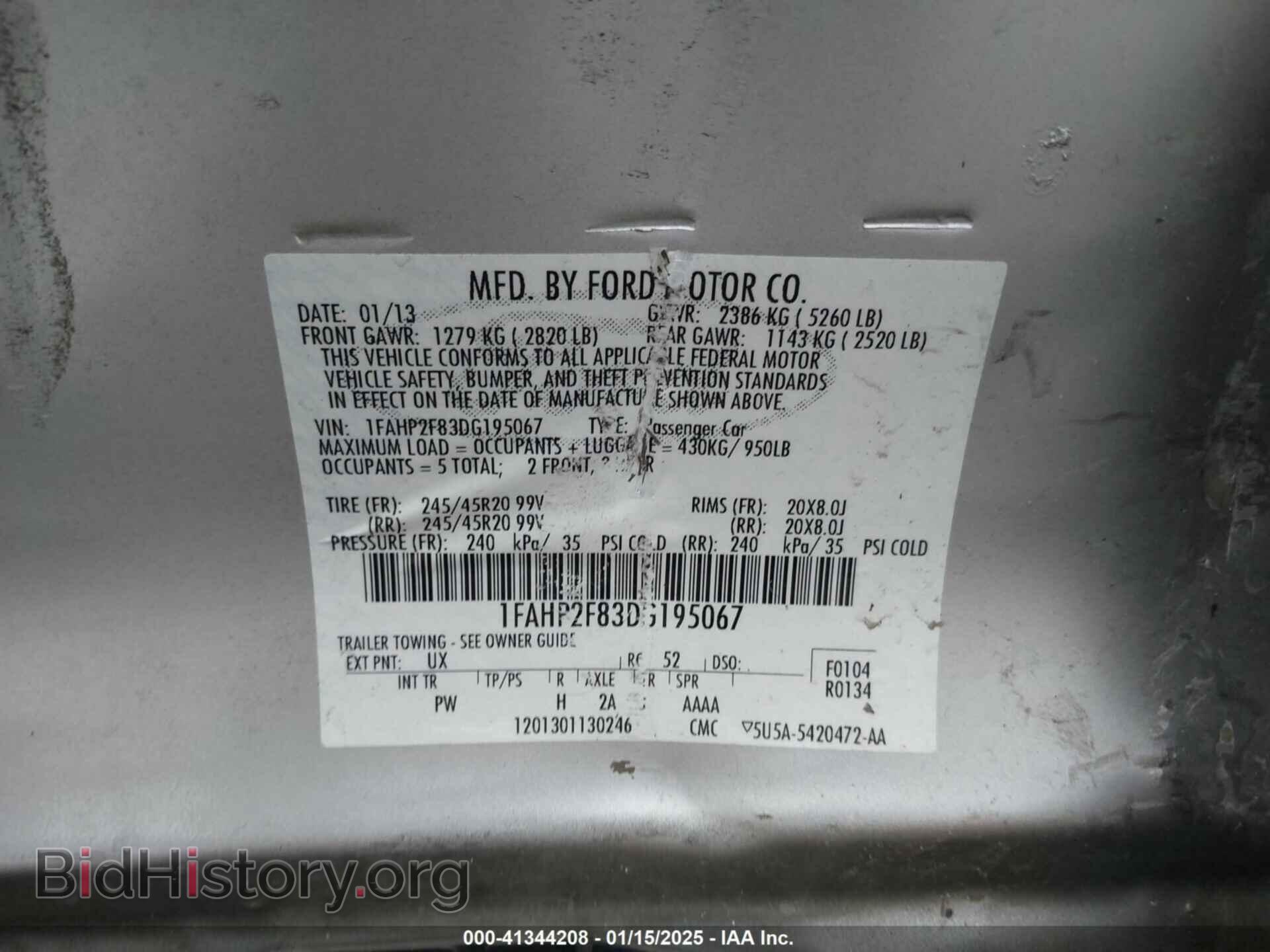2013 FORD TAURUS - VIN: 1FAHP2F83DG195067 - Фото 9
