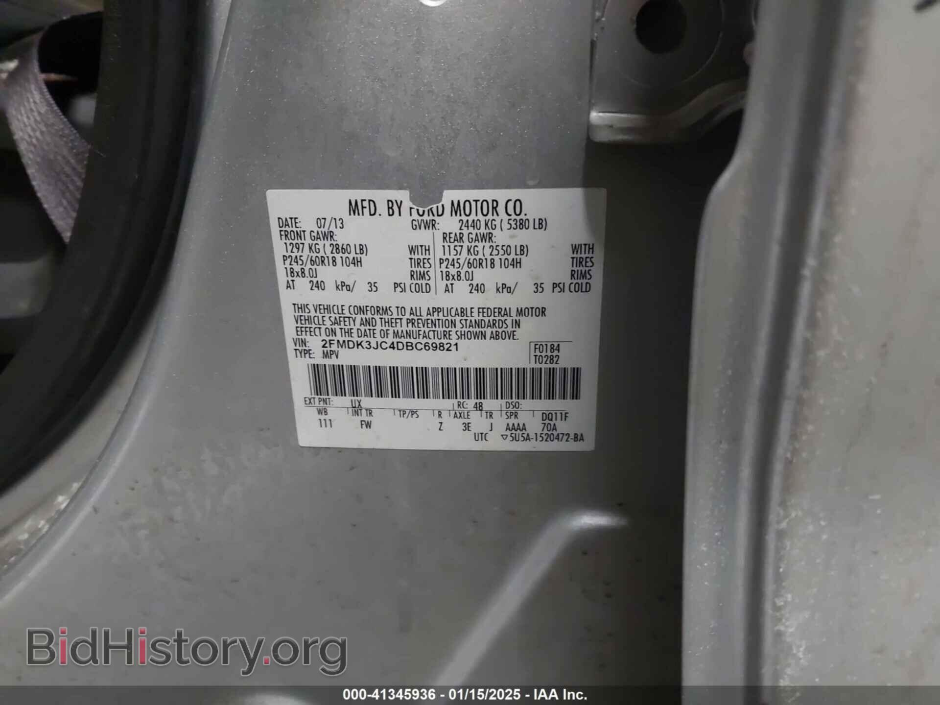 2013 FORD EDGE - VIN: 2FMDK3JC4DBC69821 - Photo 9