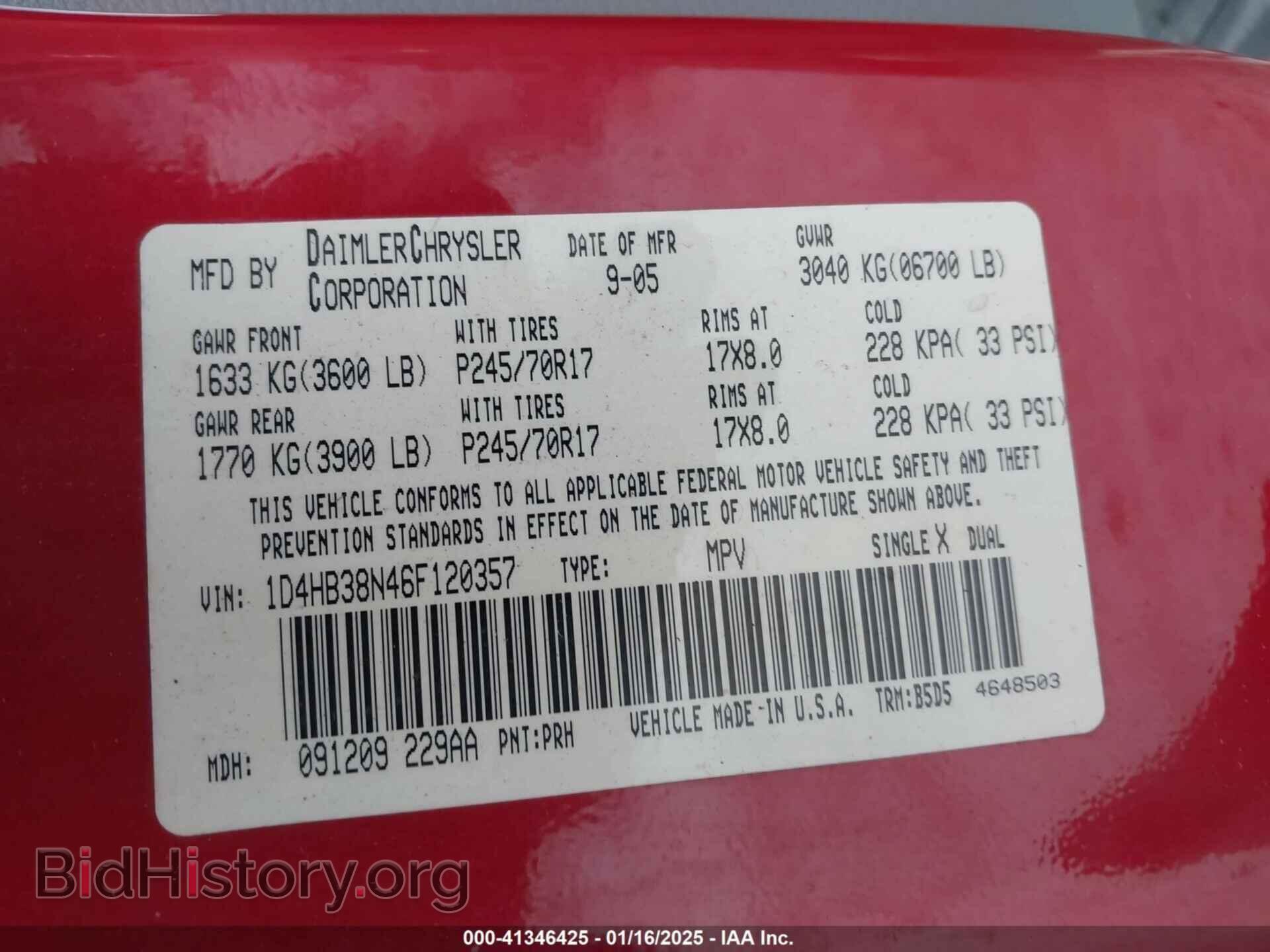 2006 DODGE DURANGO - VIN: 1D4HB38N46F120357 - Фото 9