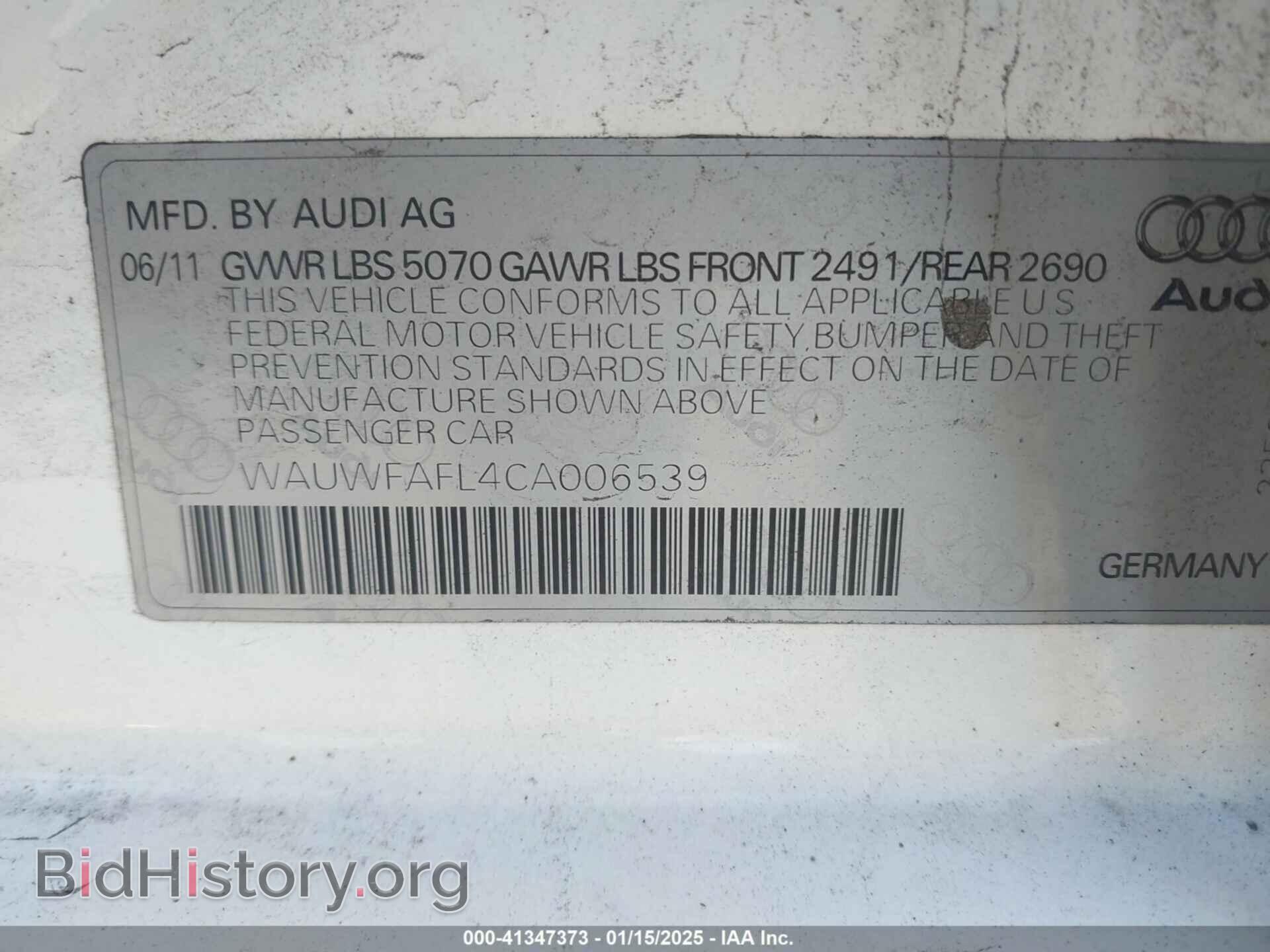 2012 AUDI A4 - VIN: WAUWFAFL4CA006539 - Фото 9
