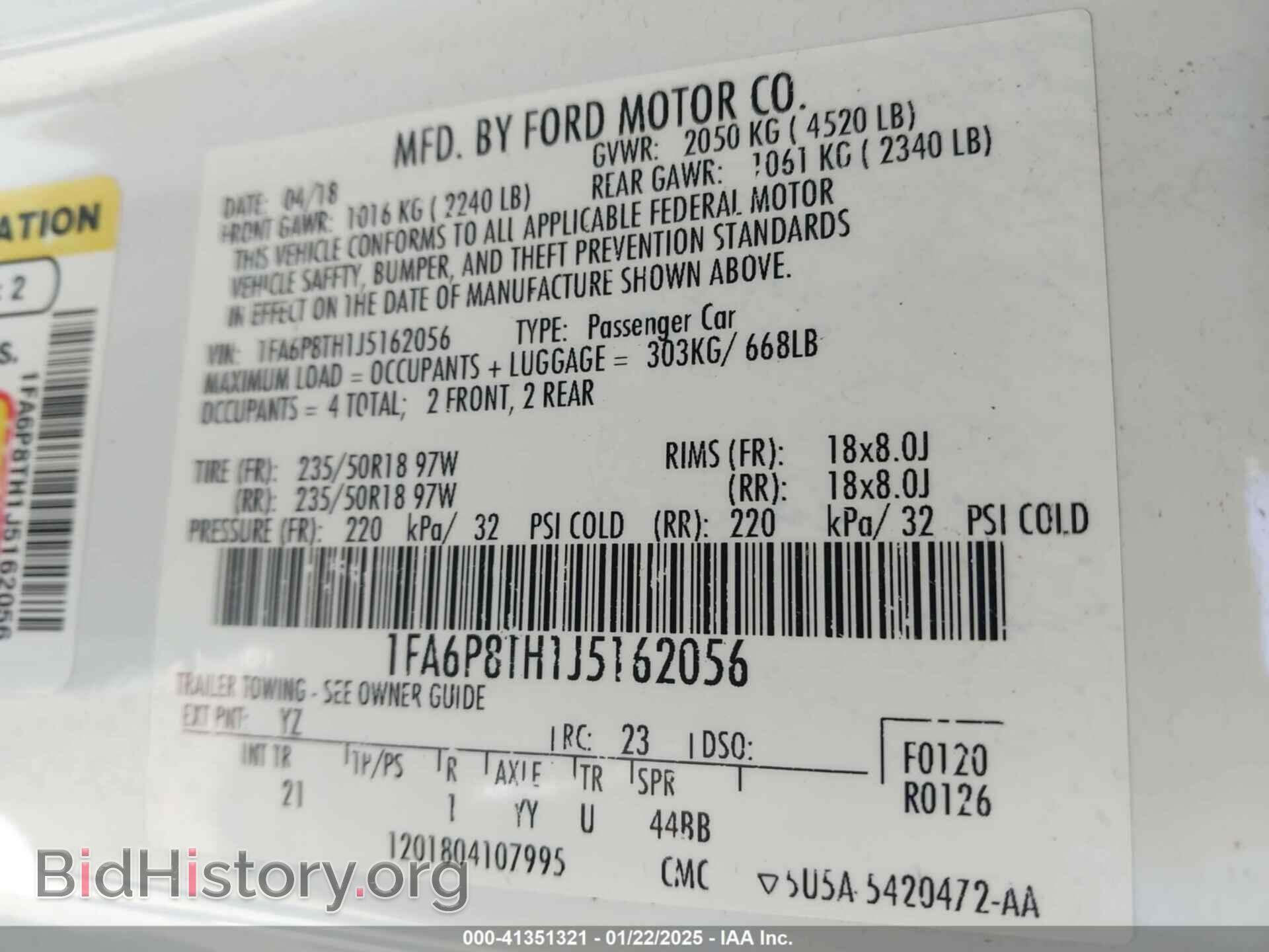 2018 FORD MUSTANG - VIN: 1FA6P8TH1J5162056 - Фото 9