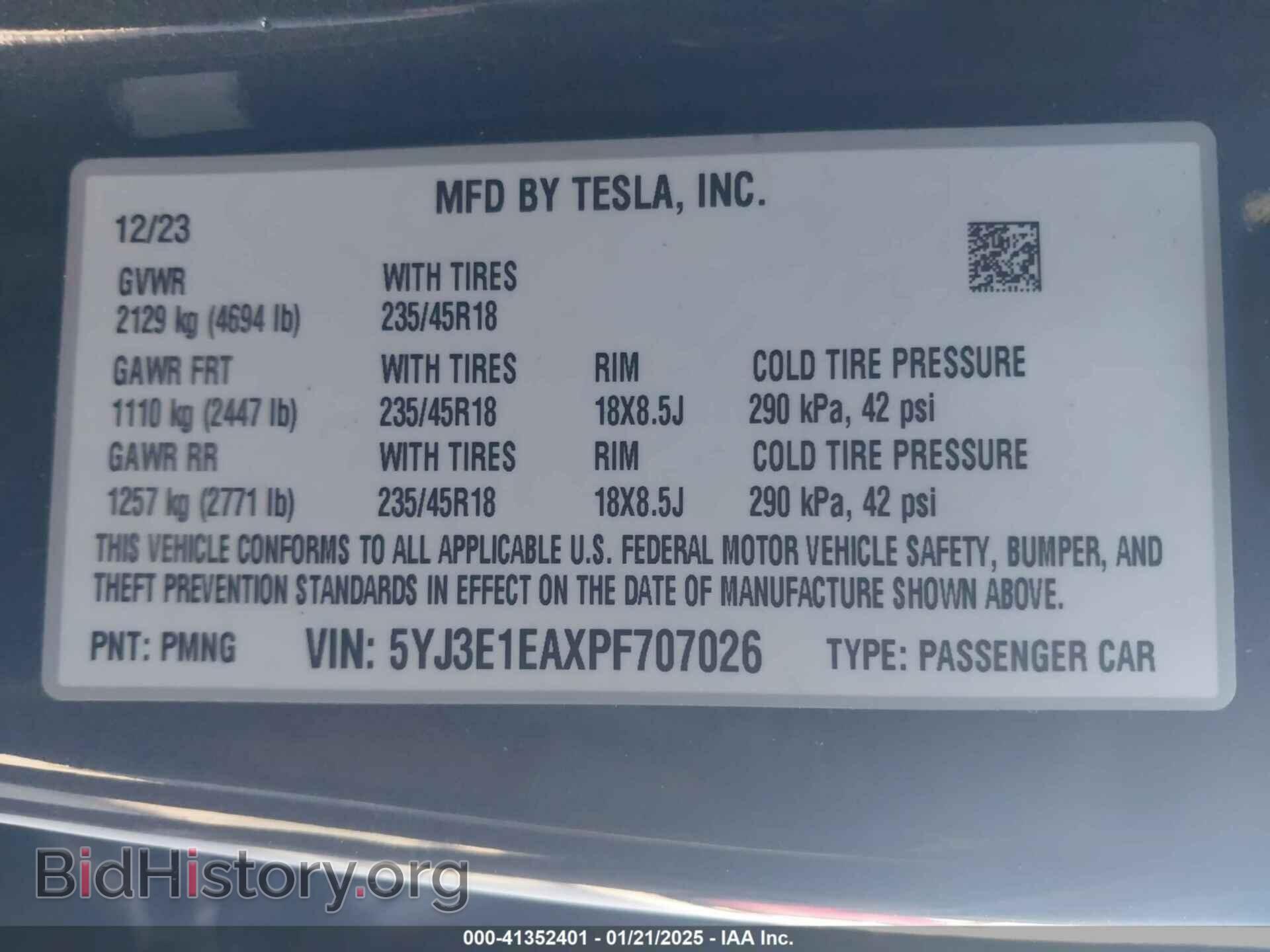 2023 TESLA MODEL 3 - VIN: 5YJ3E1EAXPF707026 - Фото 9