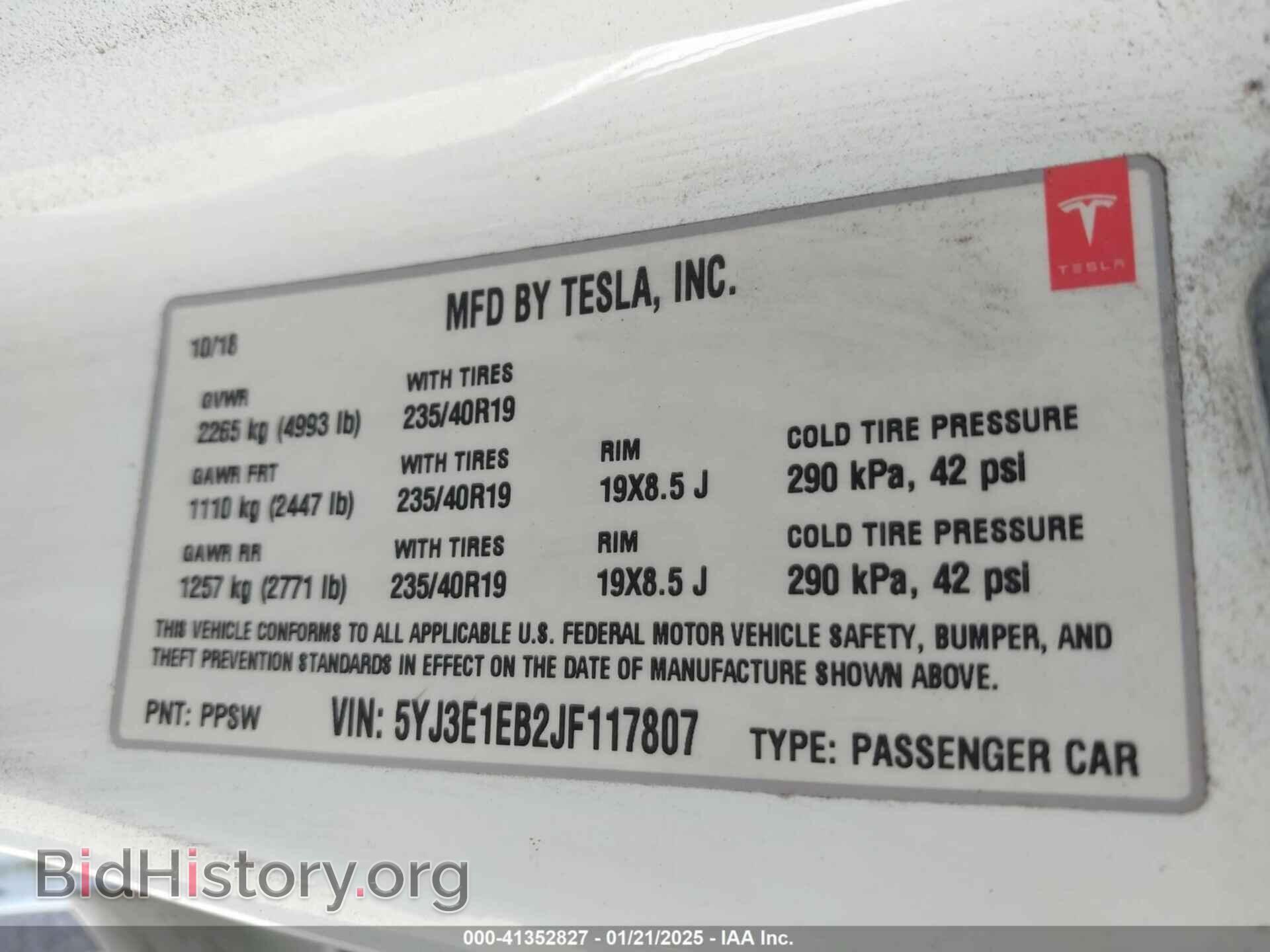 2018 TESLA MODEL 3 - VIN: 5YJ3E1EB2JF117807 - Фото 9