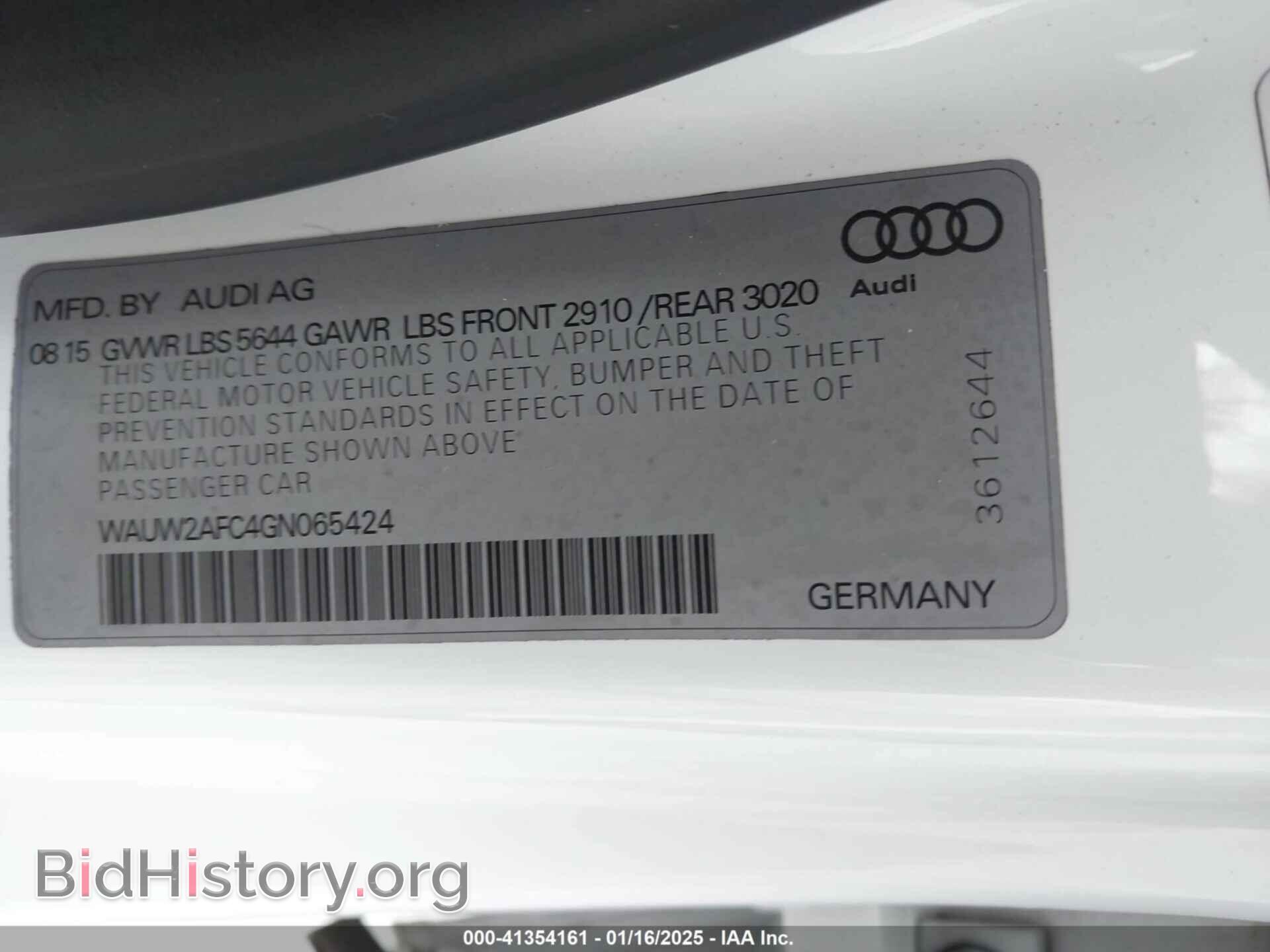 2016 AUDI S7 - VIN: WAUW2AFC4GN065424 - Фото 9