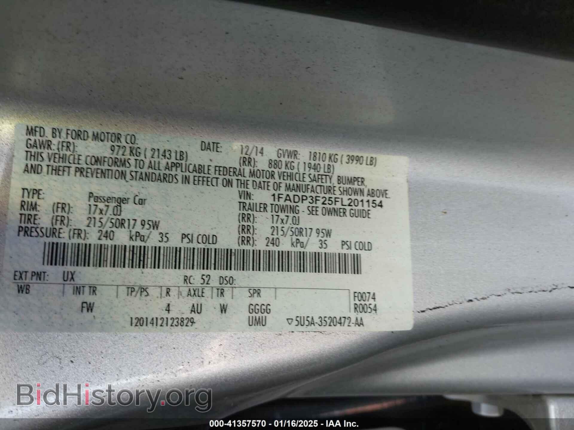 2015 FORD FOCUS - VIN: 1FADP3F25FL201154 - Фото 9