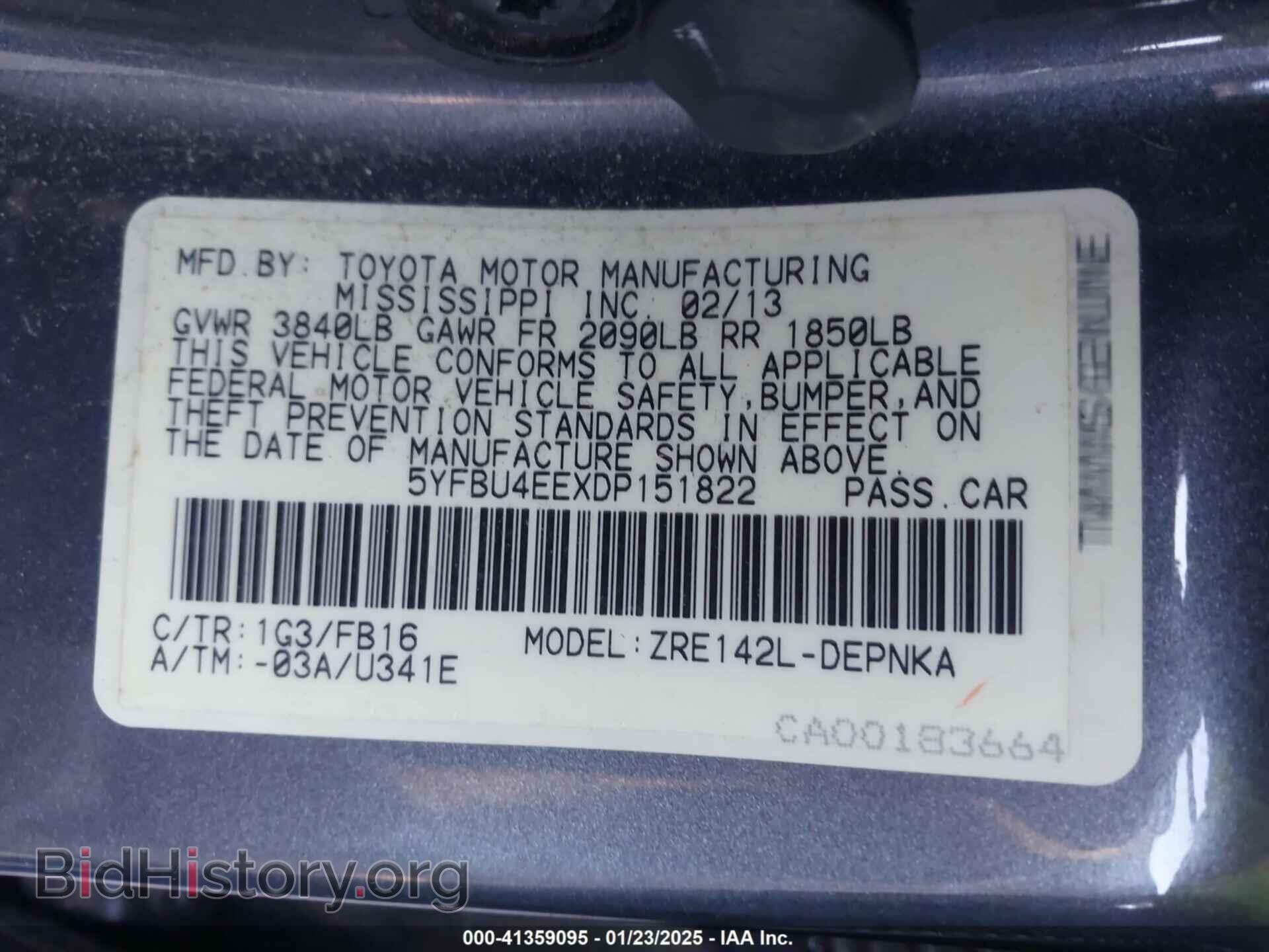 2013 TOYOTA COROLLA - VIN: 5YFBU4EEXDP151822 - Фото 9