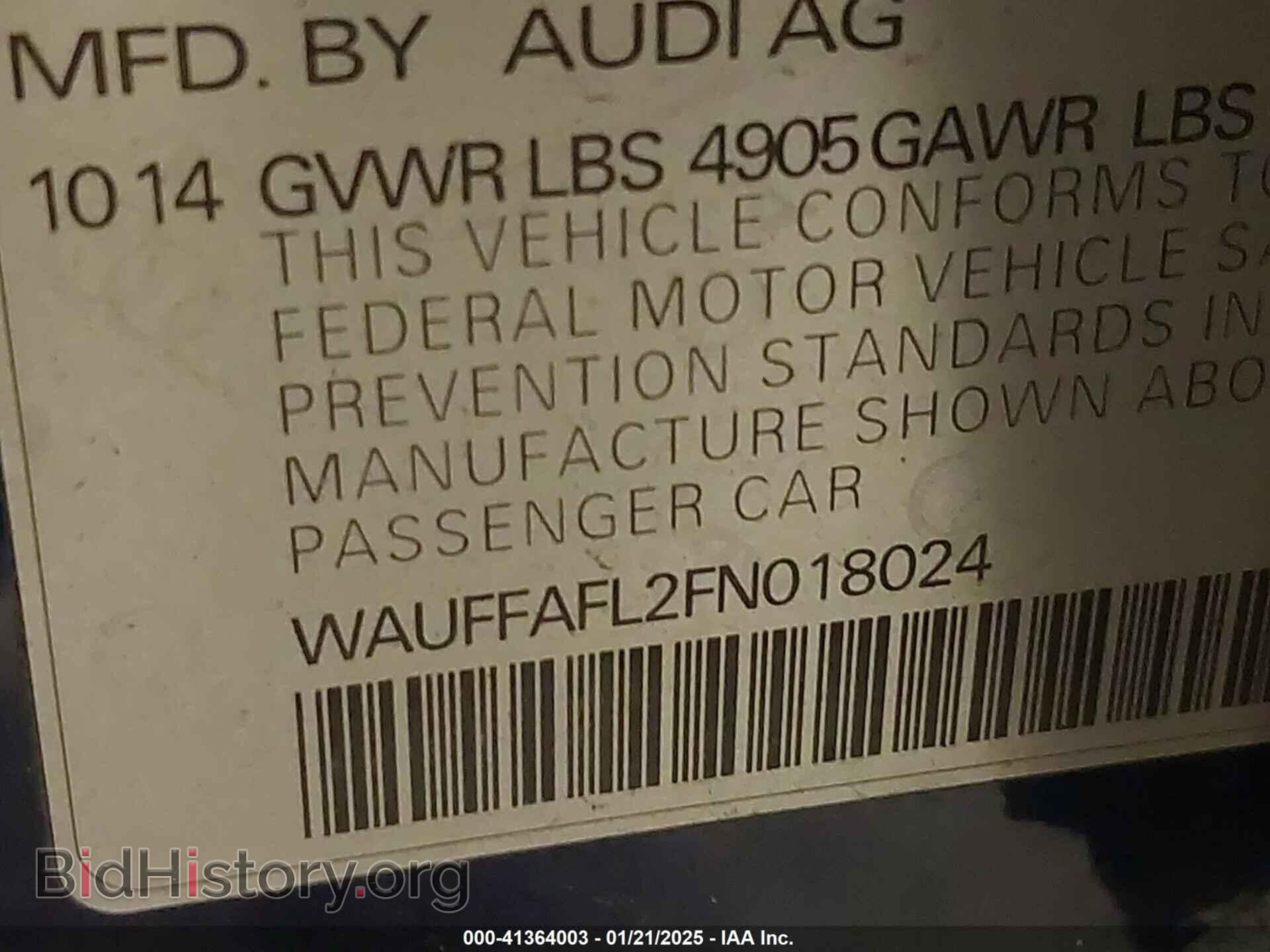 2015 AUDI A4 - VIN: WAUFFAFL2FN018024 - Фото 9