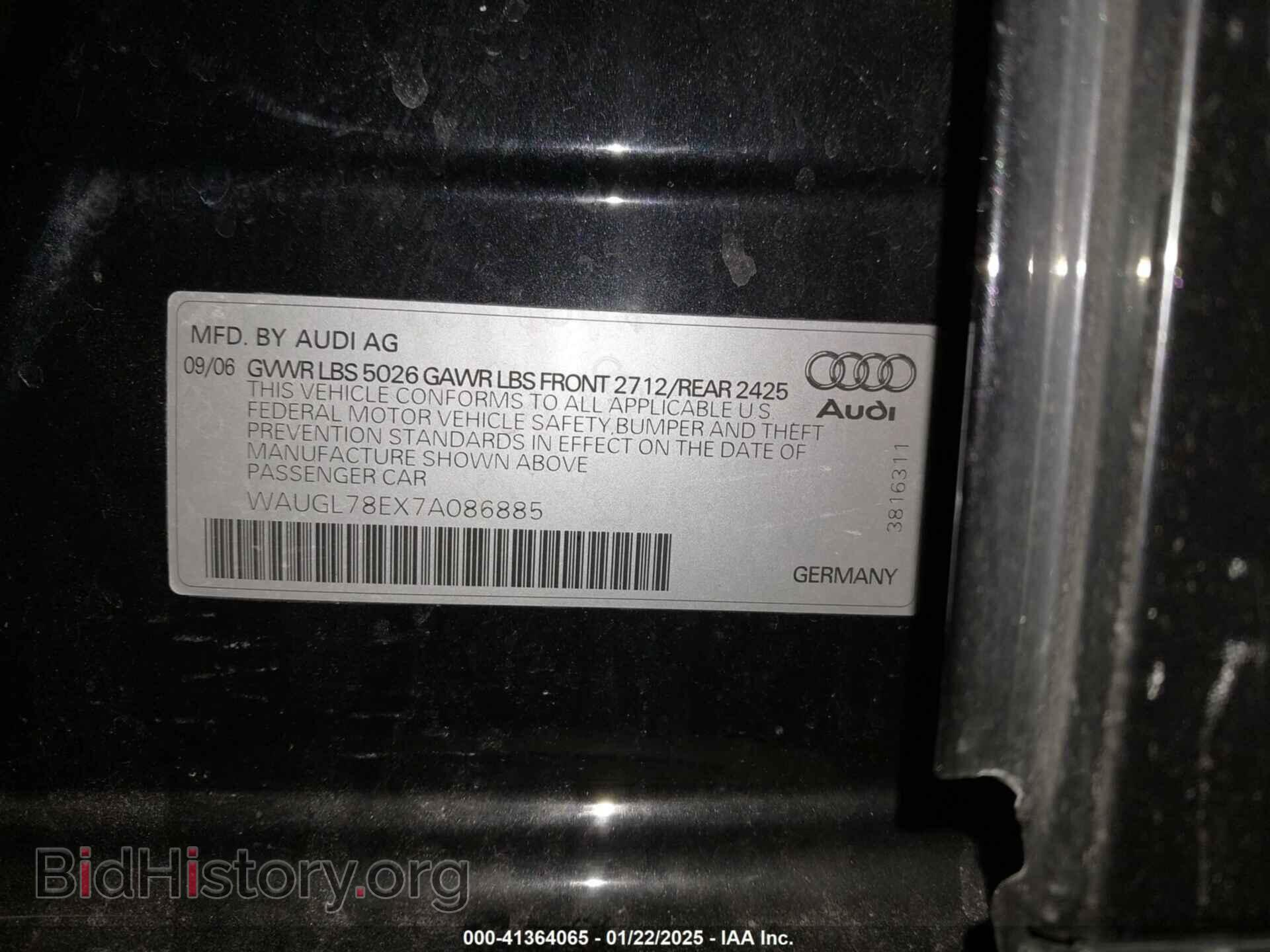 2007 AUDI S4 - VIN: WAUGL78EX7A086885 - Фото 9