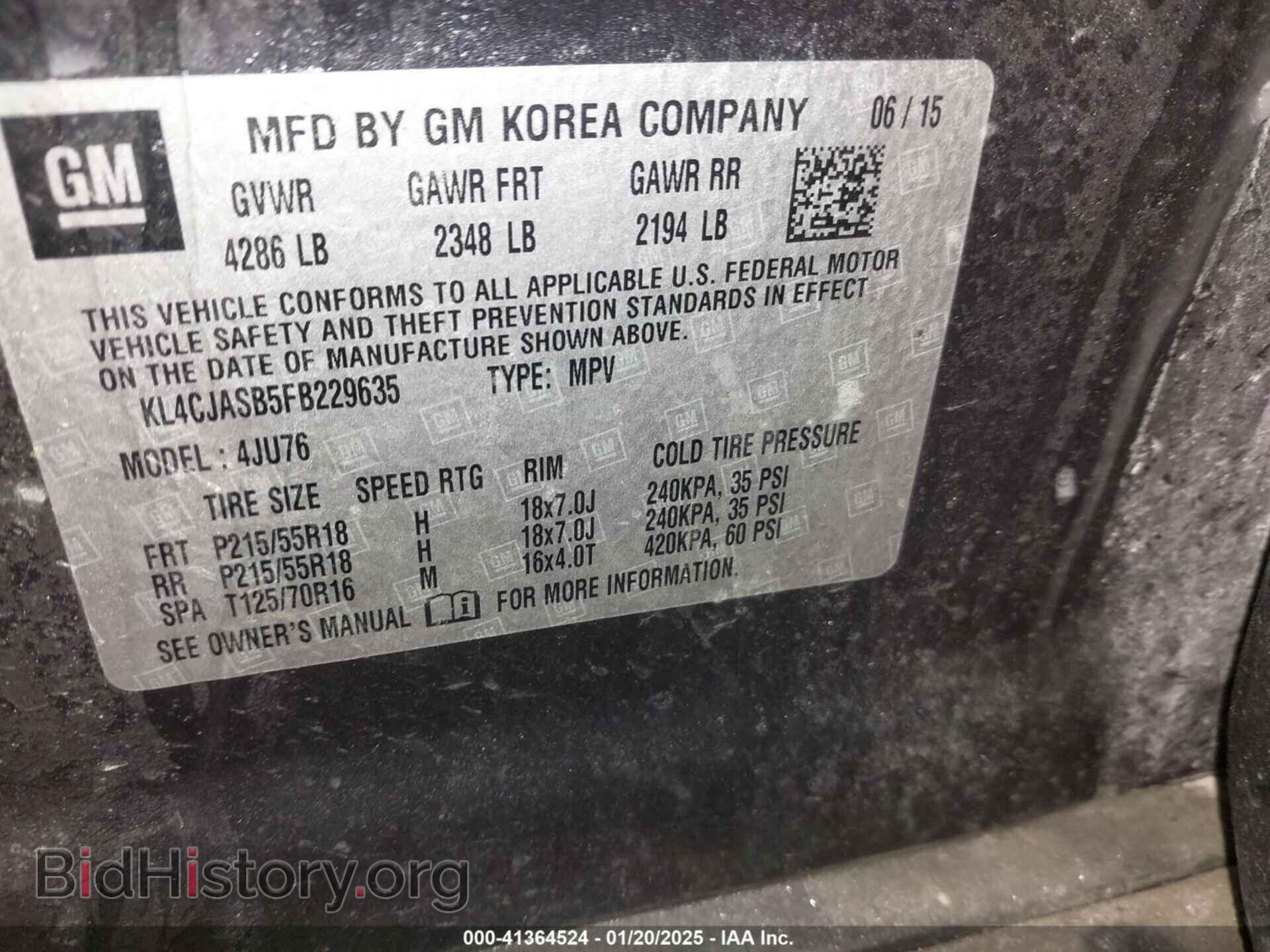 2015 BUICK ENCORE - VIN: KL4CJASB5FB229635 - Фото 9