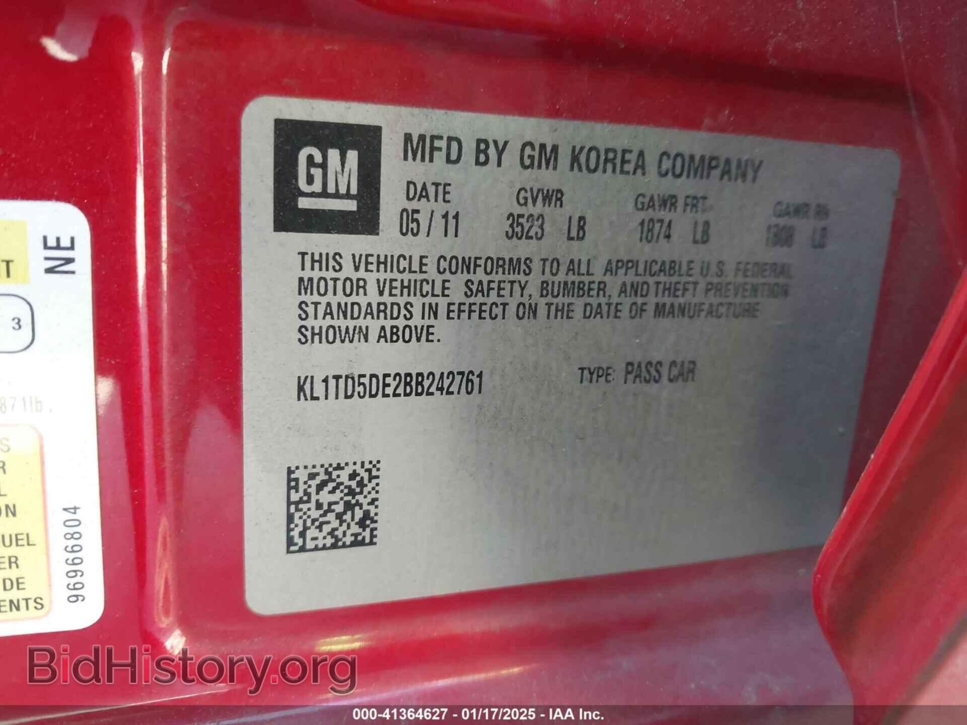 2011 CHEVROLET AVEO - VIN: KL1TD5DE2BB242761 - Фото 9