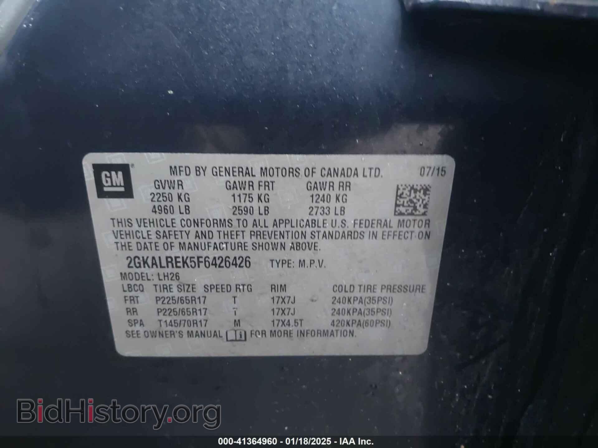 2015 GMC TERRAIN - VIN: 2GKALREK5F6426426 - Фото 9