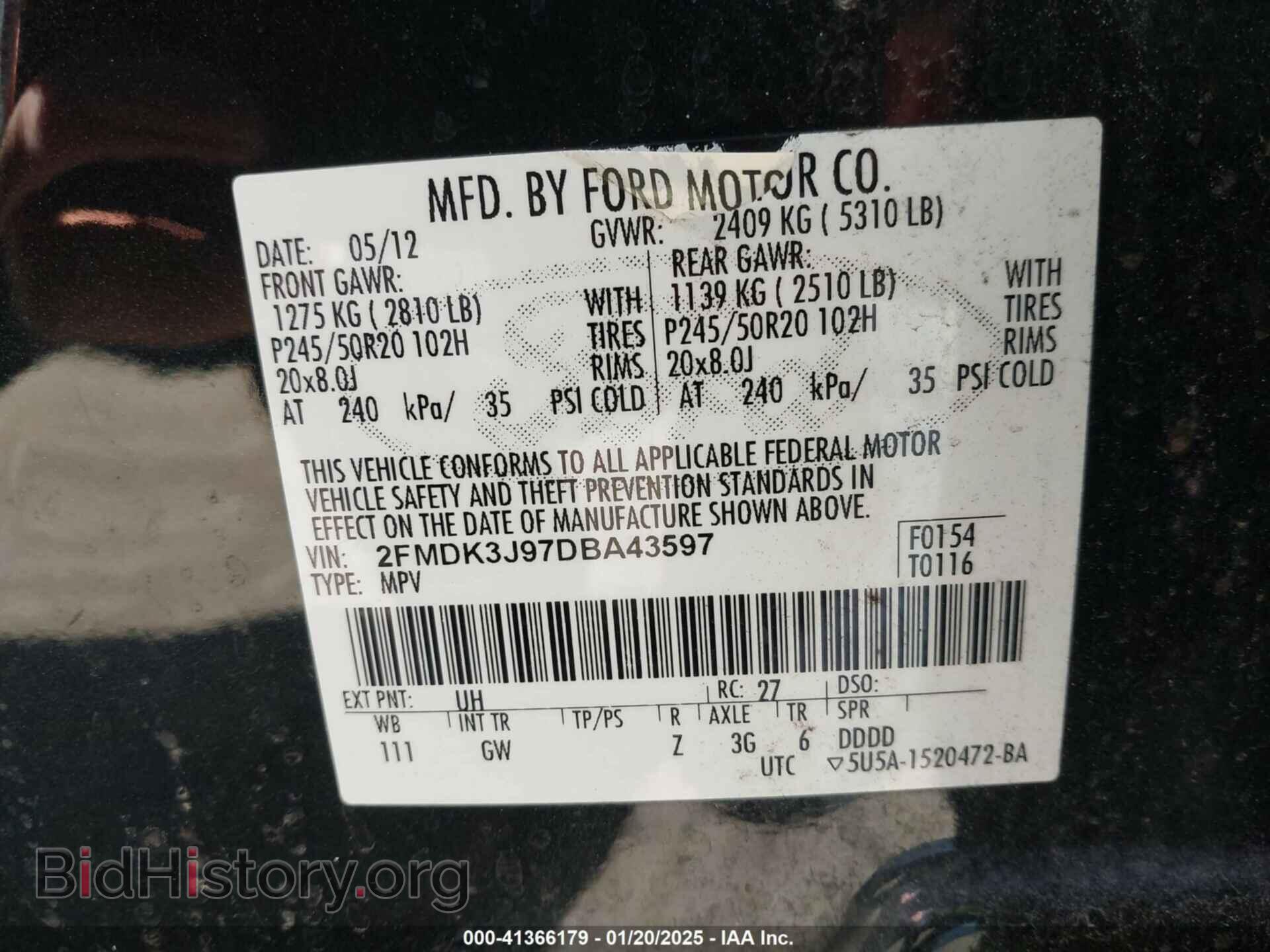 2013 FORD EDGE - VIN: 2FMDK3J97DBA43597 - Фото 9
