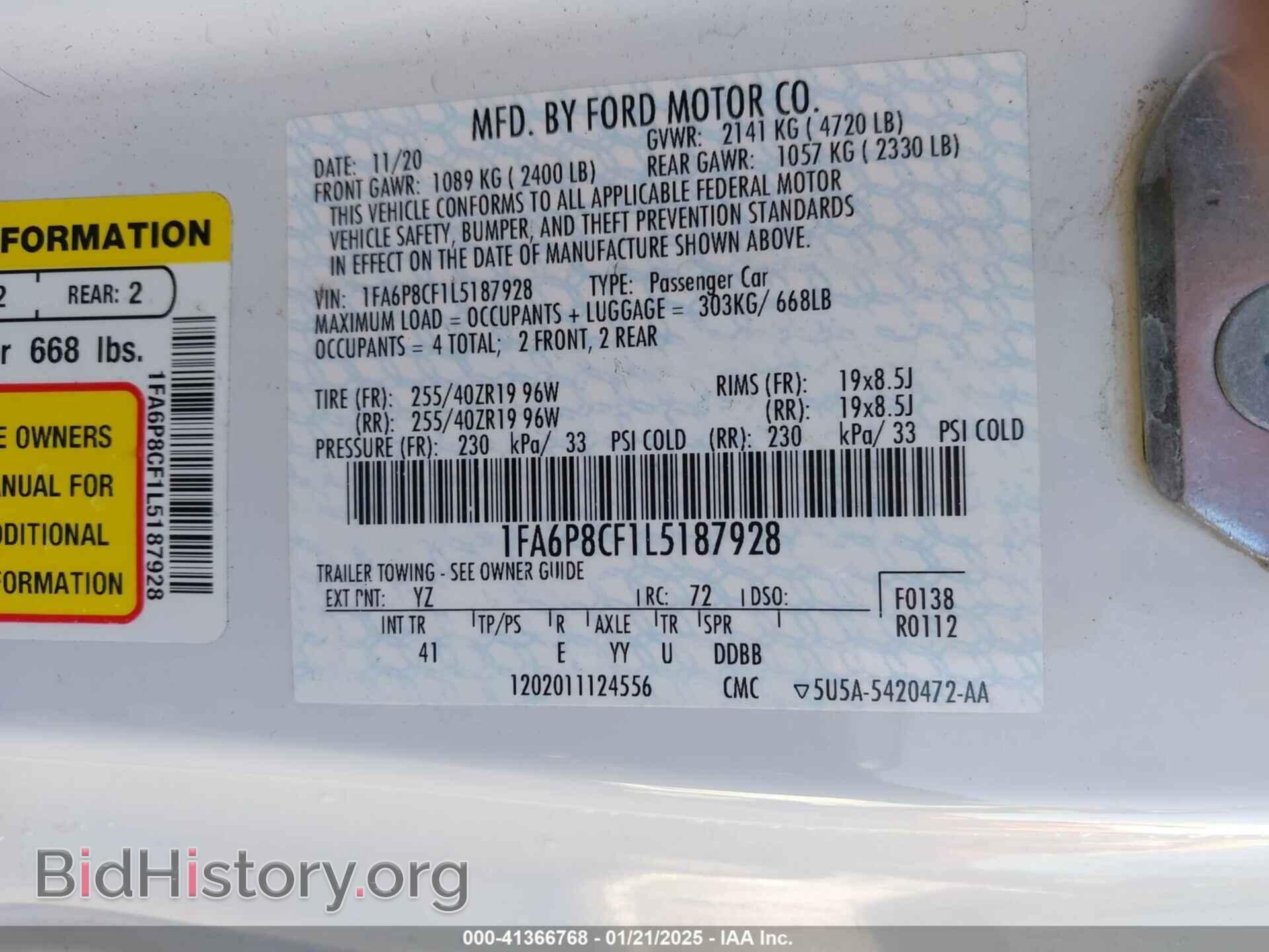 2020 FORD MUSTANG - VIN: 1FA6P8CF1L5187928 - Фото 9
