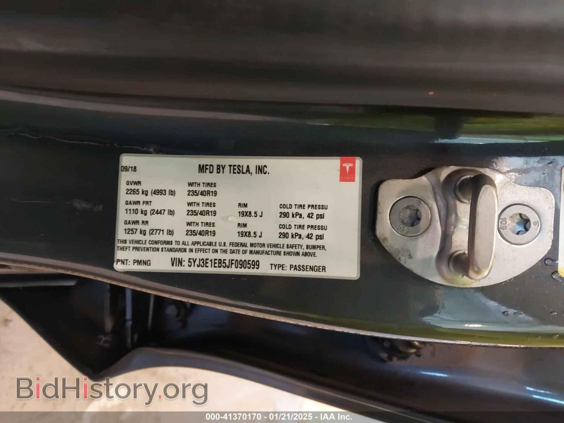 2018 TESLA MODEL 3 - VIN: 5YJ3E1EB5JF090599 - Фото 9
