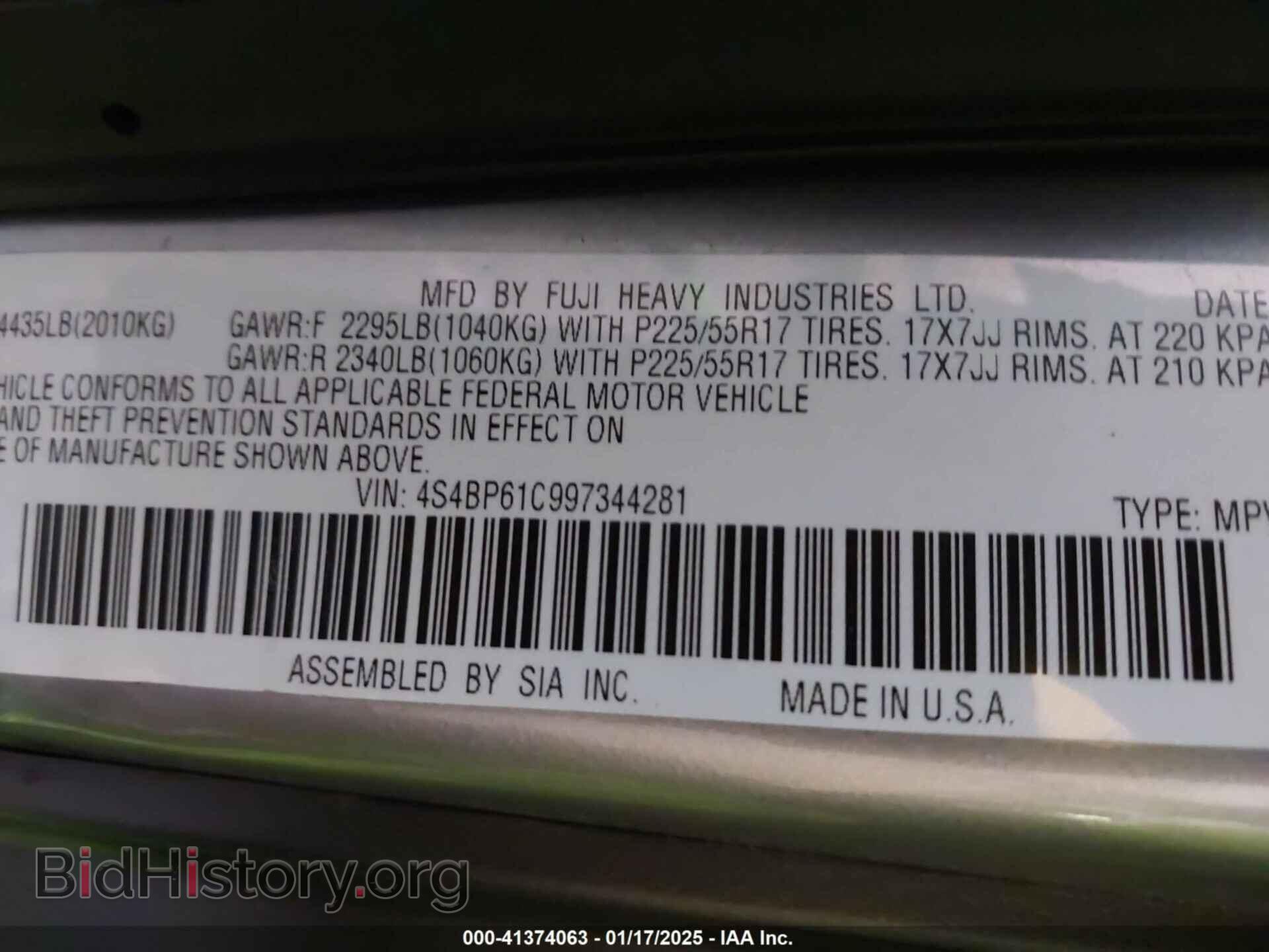 2009 SUBARU OUTBACK - VIN: 4S4BP61C997344281 - Фото 9