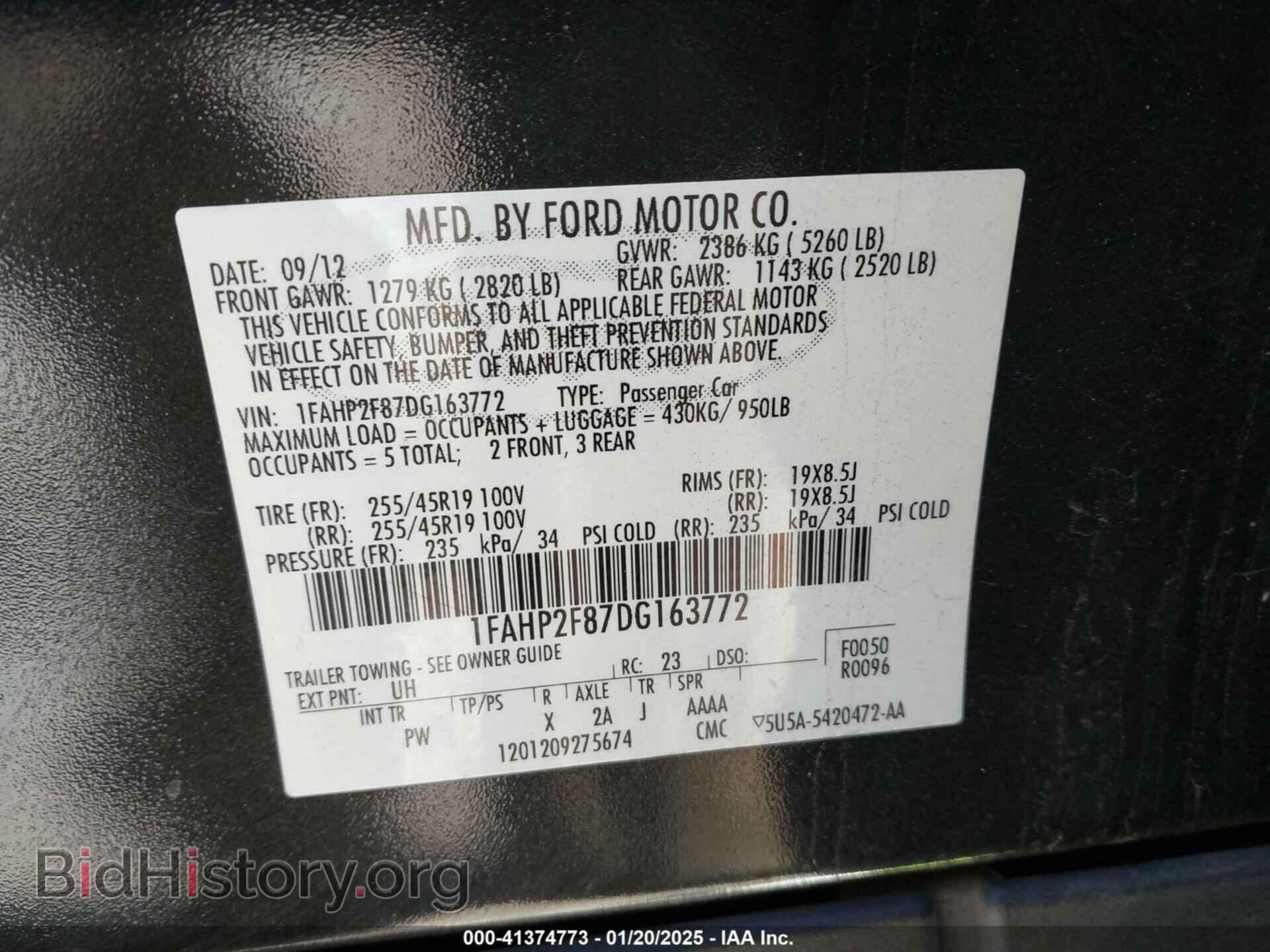2013 FORD TAURUS - VIN: 1FAHP2F87DG163772 - Photo 9